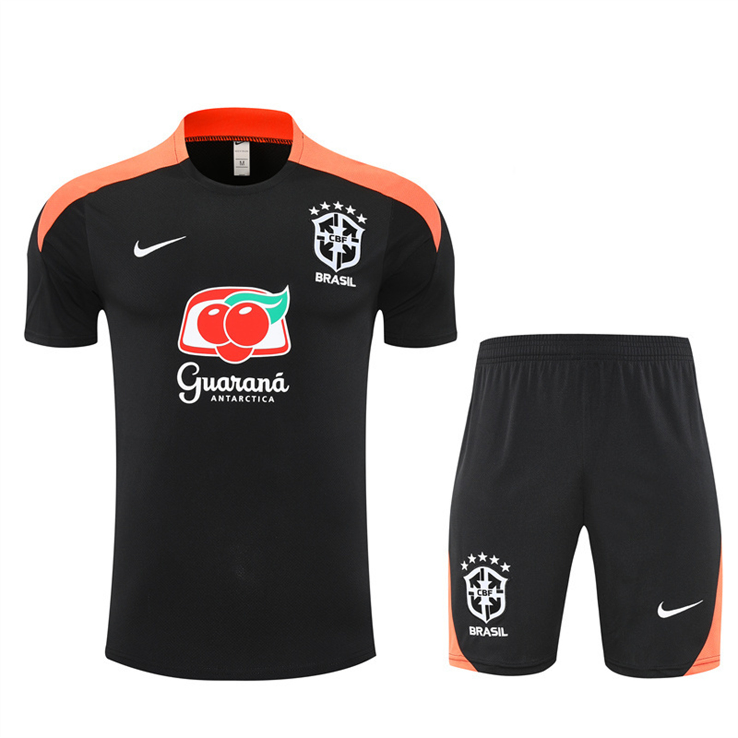 AlphaJersey-Brazil 25-26 Short-Sleeve Training Set - Black Top & Black Shorts
