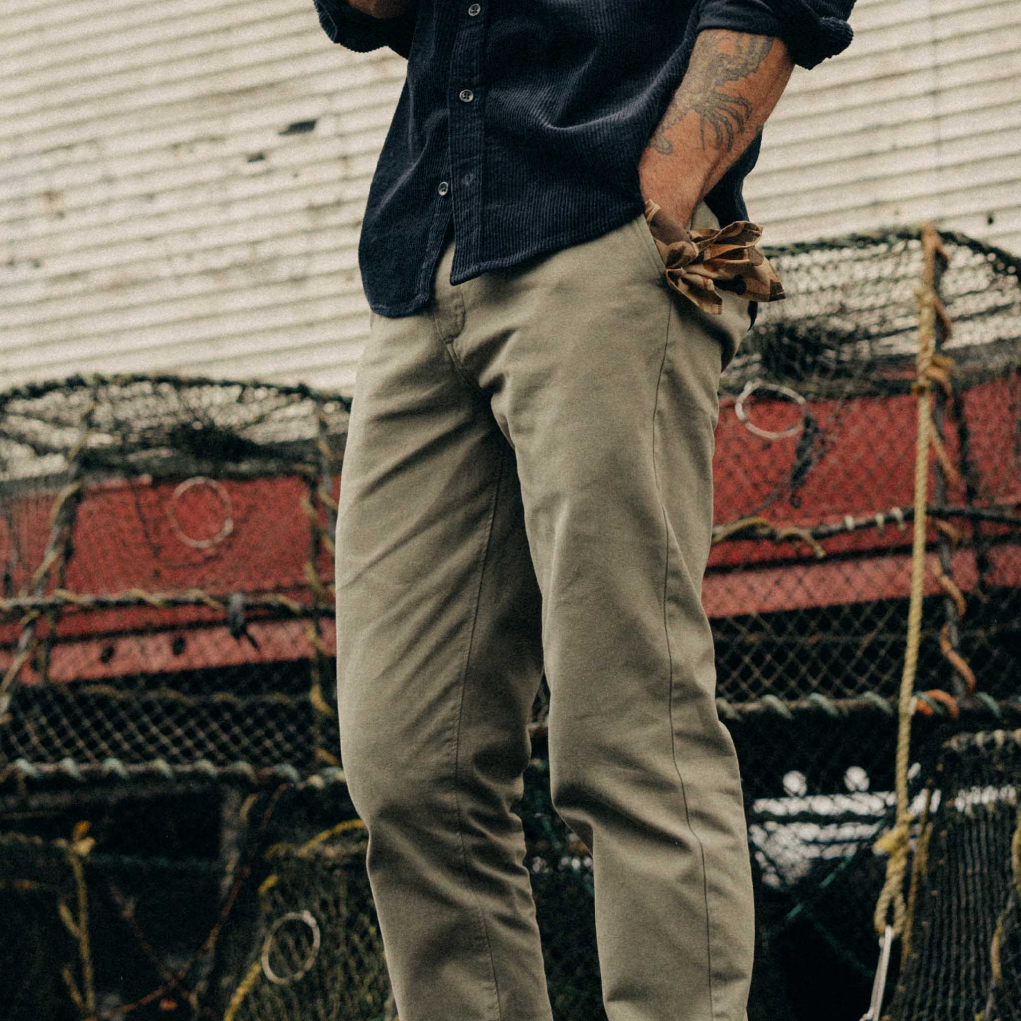The Slim Foundation Pant in Organic Smoked Olive | Modern Menswear by yycbvcnbmmnbm