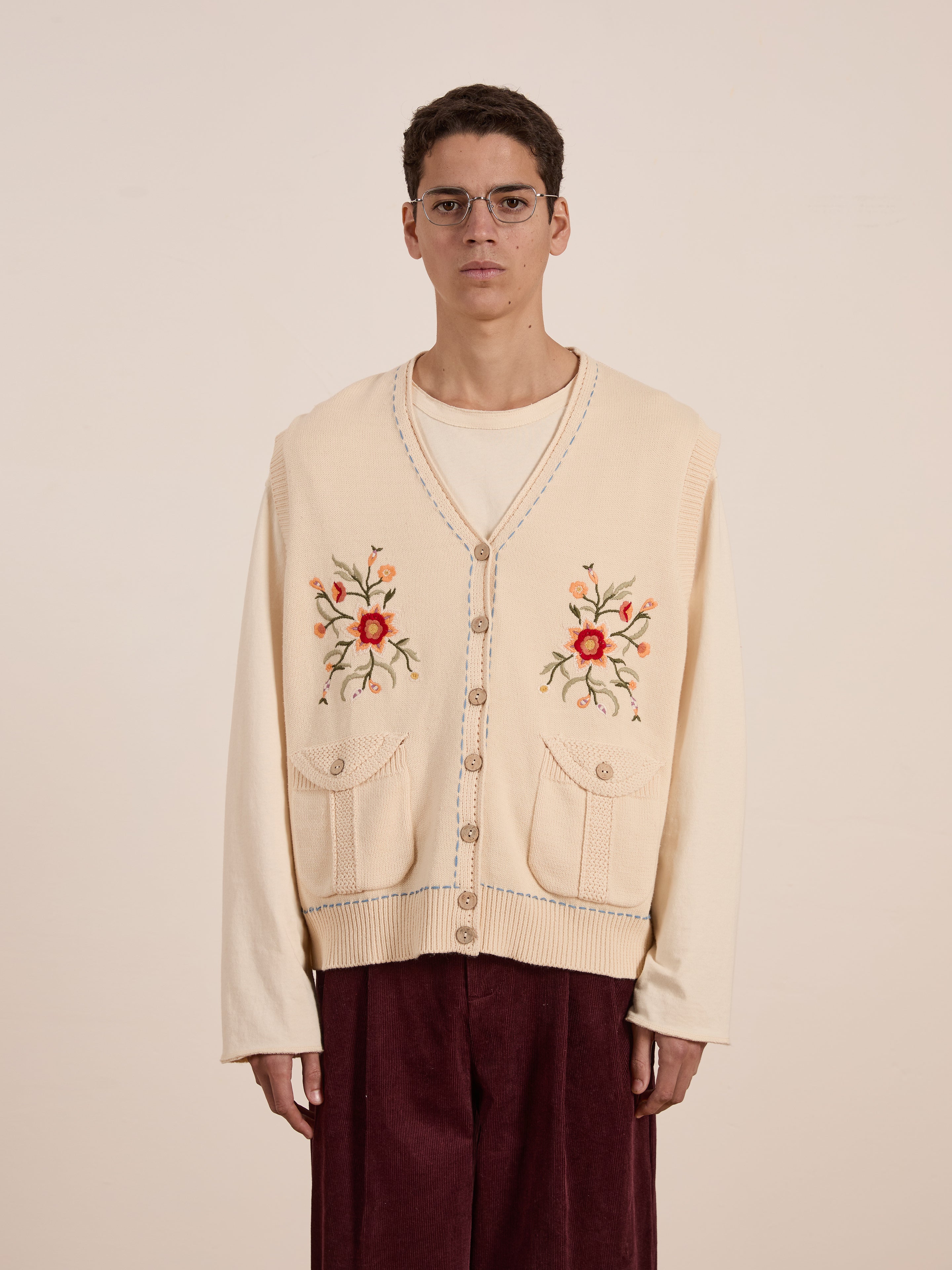 Floral Embroidered Knit Vest | Modern Menswear by yycbvcnbmmnbm
