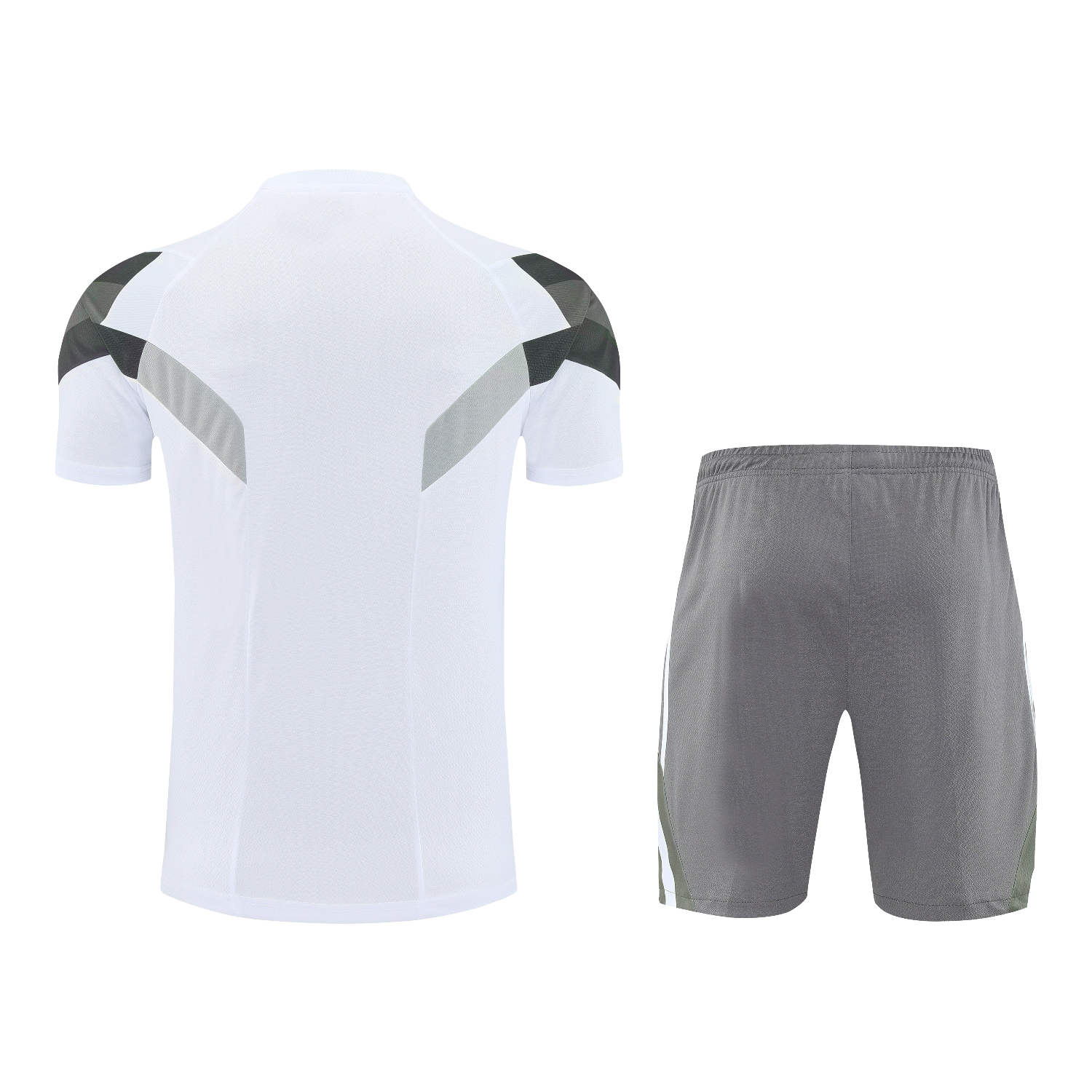 AlphaJersey-Real Madrid 25-26 Short-Sleeve Training Set - White Top & Gray Shorts