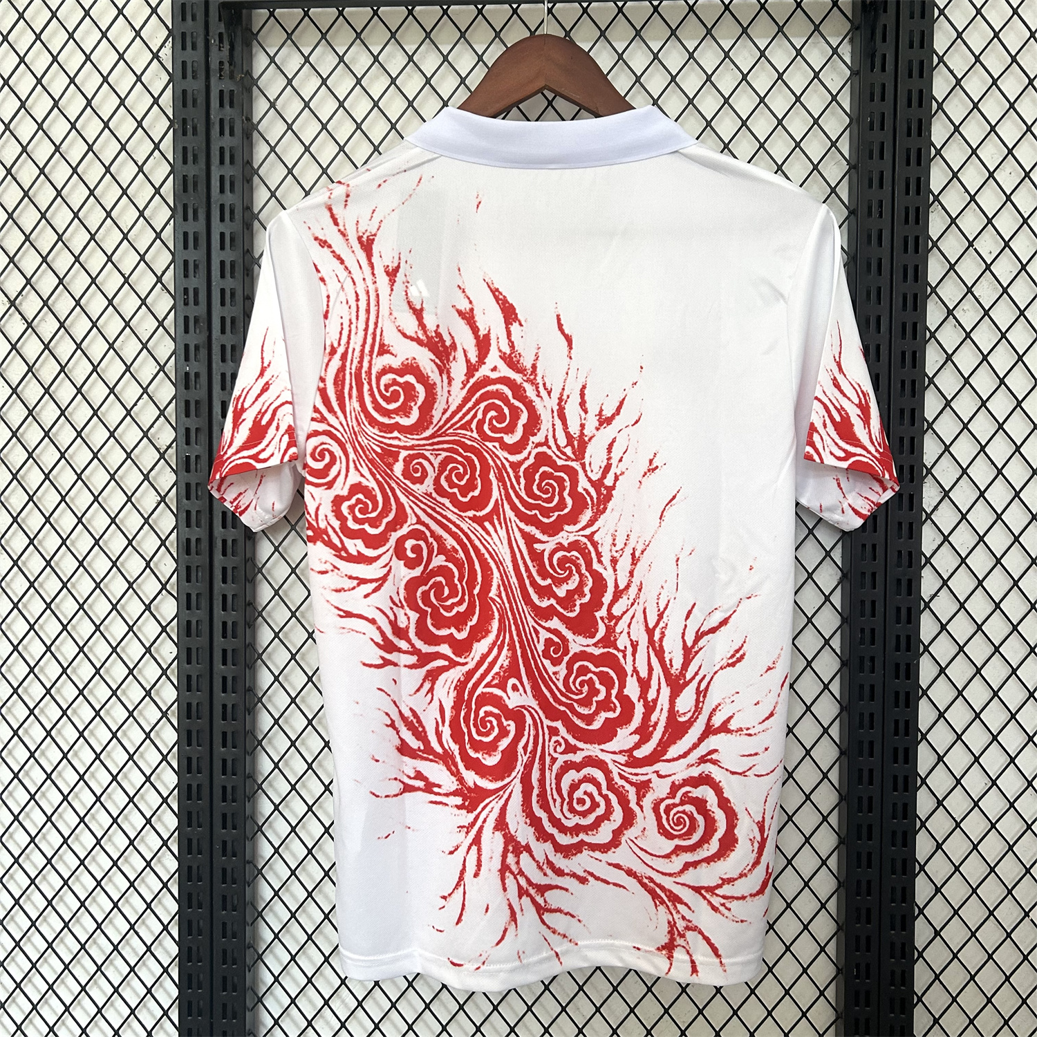 AlphaJersey-Japan 25-26 Y3 Red Auspicious Cloud Pattern White Jersey - Fans Version