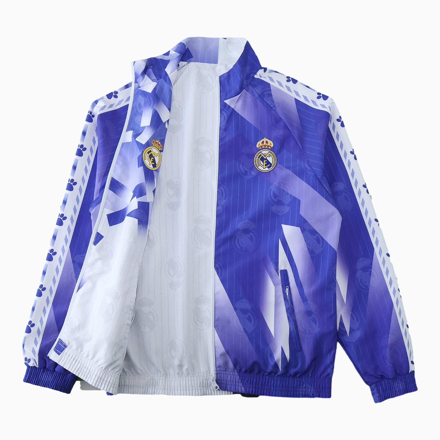 AlphaJersey-Retro Real Madrid 1996-97 Double Sided Reversible Windbreaker - Blue & Green