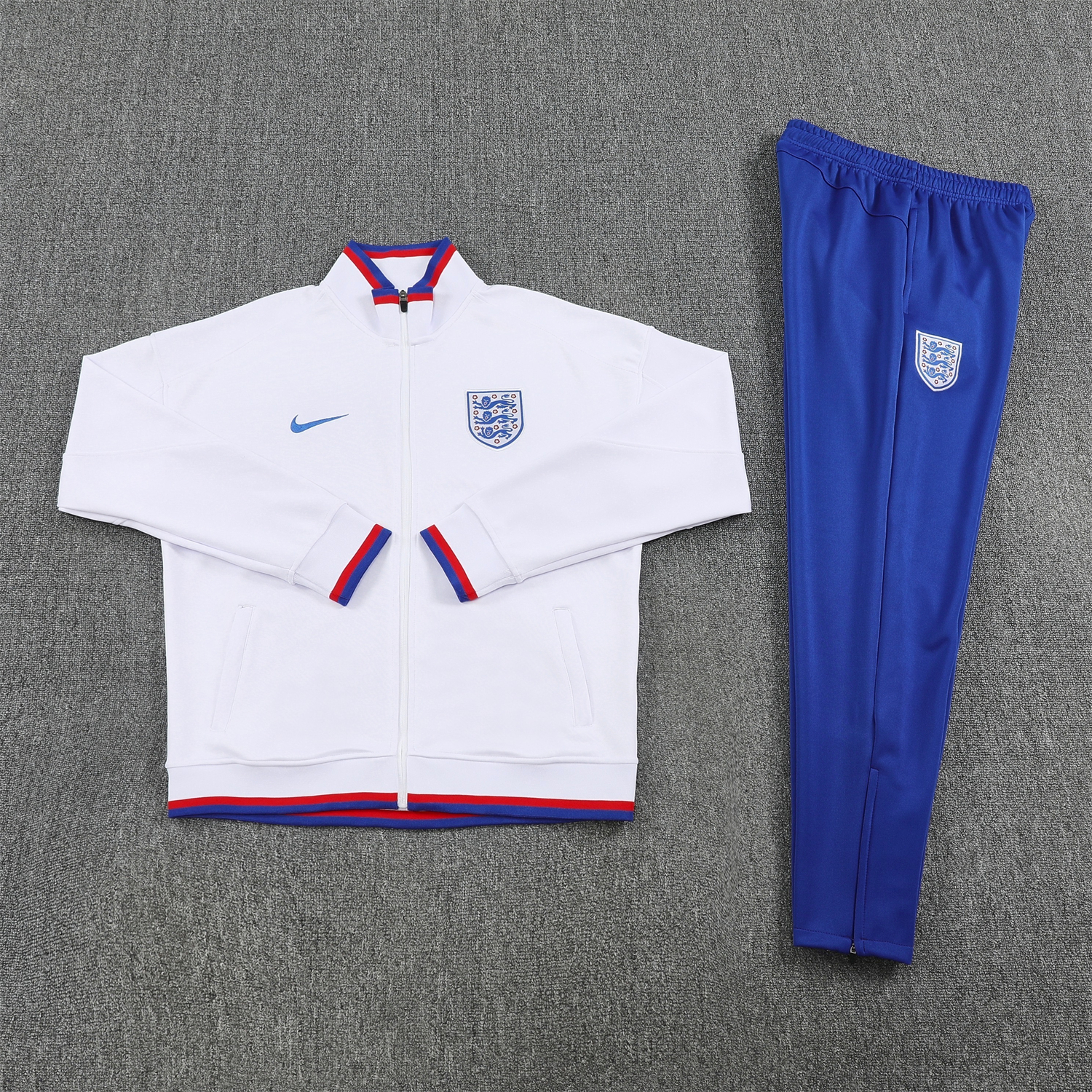 AlphaJersey-England 2026 Long Sleeve Training Set - White Top and Blue Pants