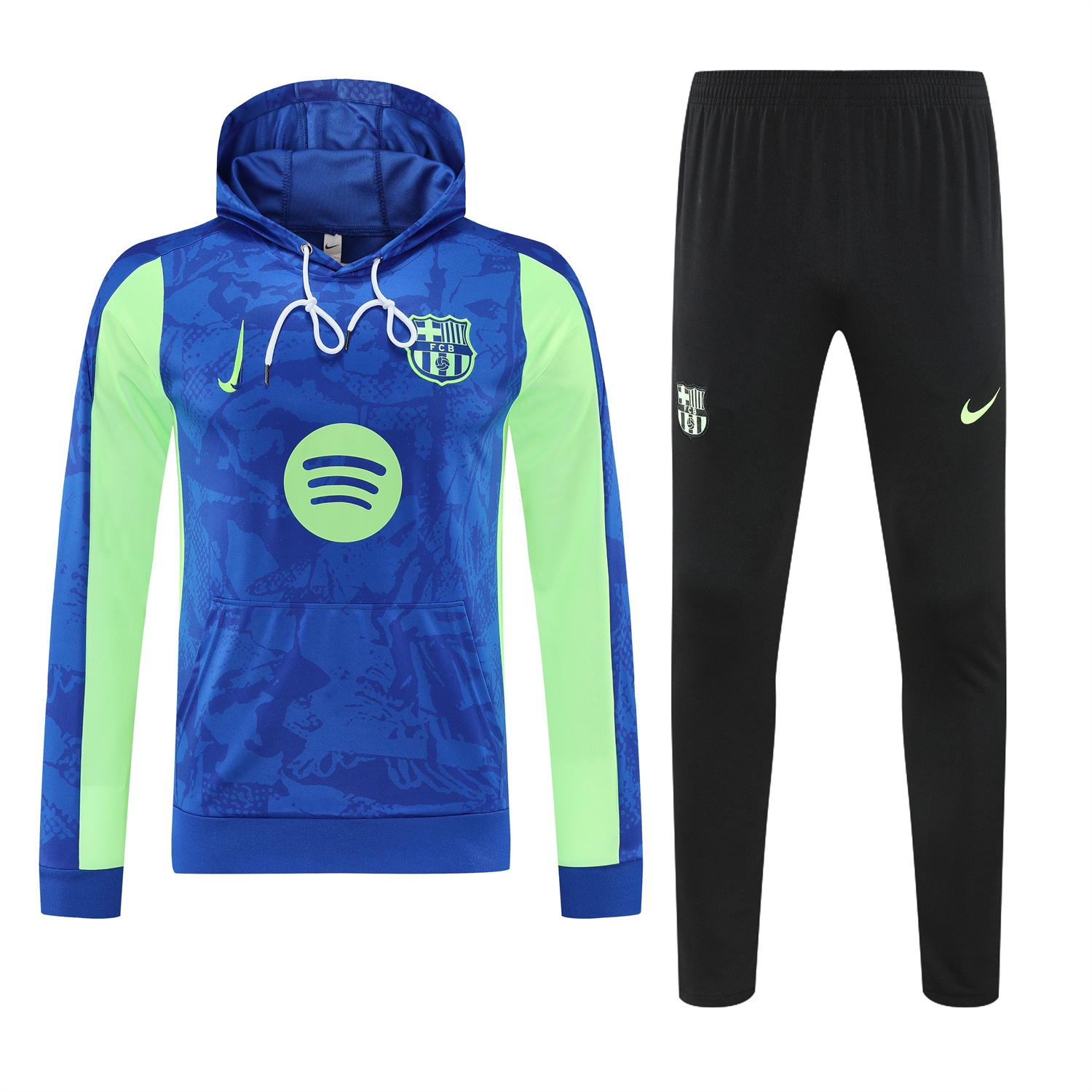 AlphaJersey-Barcelona 25-26 Training Hoodie Set - Blue Green Hoodie and Black Pants