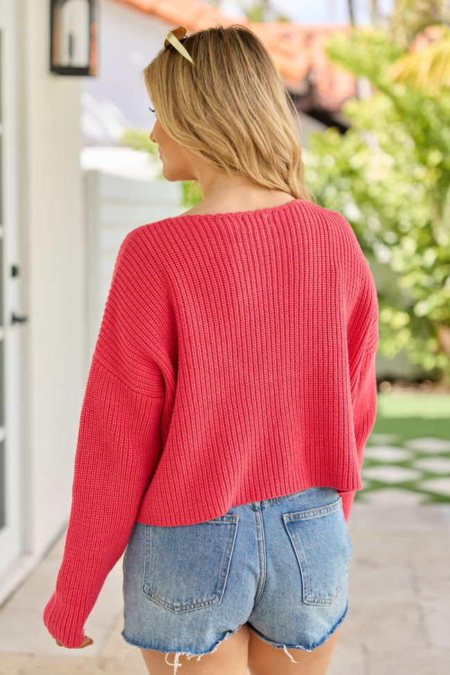 Marlie Red Crochet Sweater SALE | Elegant Women's Fashion by coolavocek