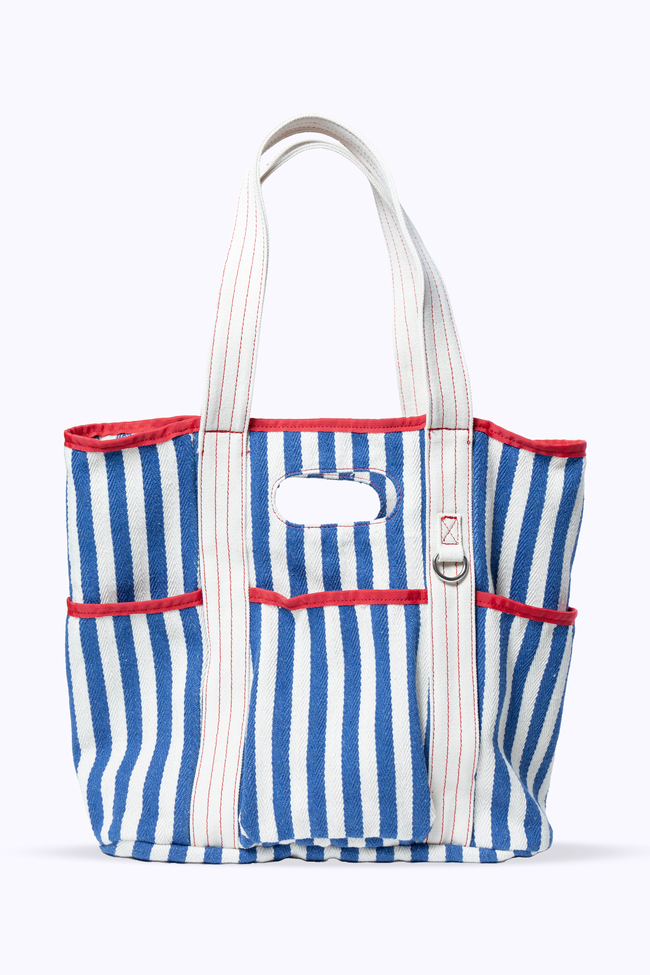 Ty Blue Varsity Stripe Tote | Elegant Women's Fashion by coolavocek