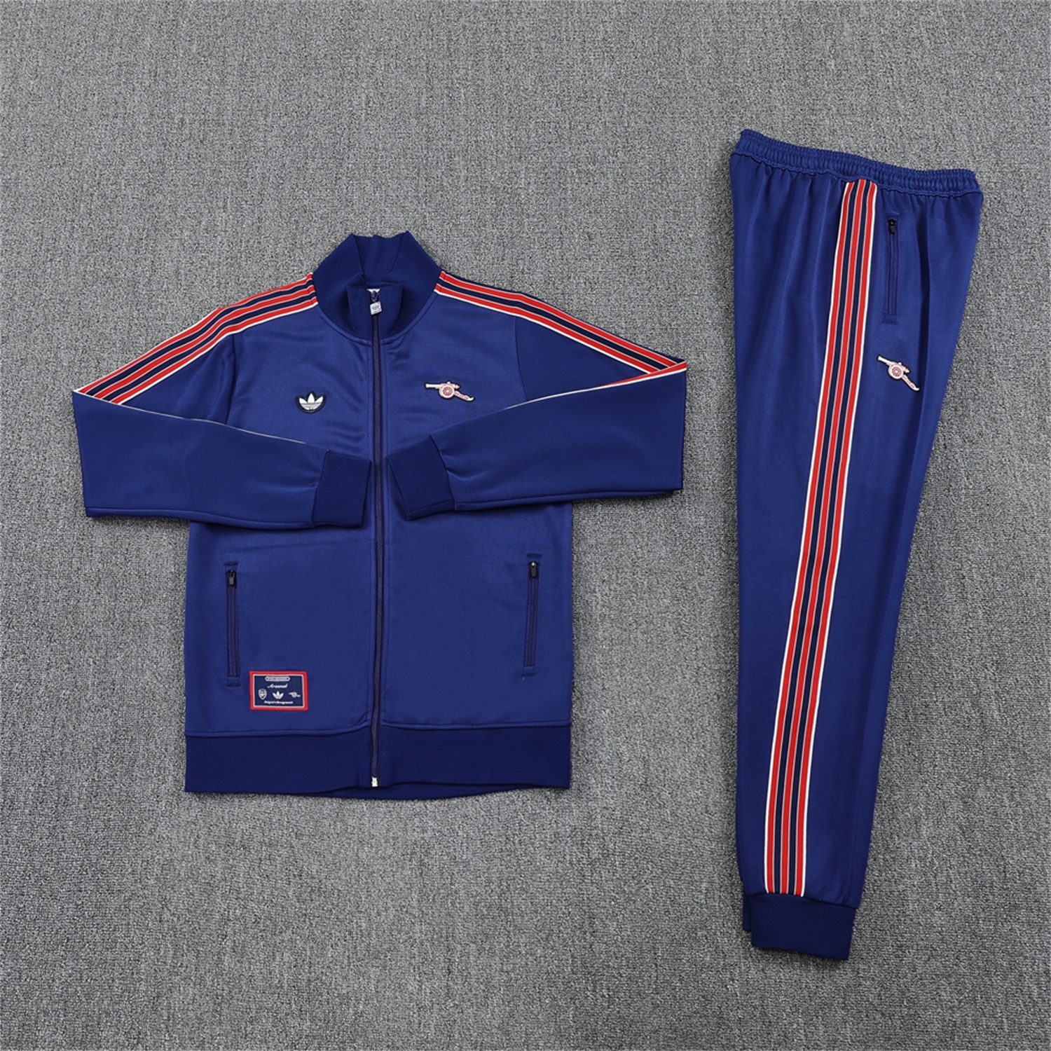AlphaJersey-Arsenal 25-26 Throwback Trefoil Jacket Training Tracksuit - Royal Blue Jackets & Pants