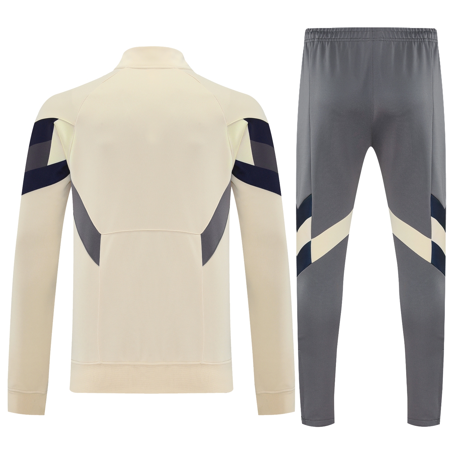 AlphaJersey-Real Madrid 25-26 Throwback Jacket Training Tracksuit - Off-white Jackets & Grey Pants