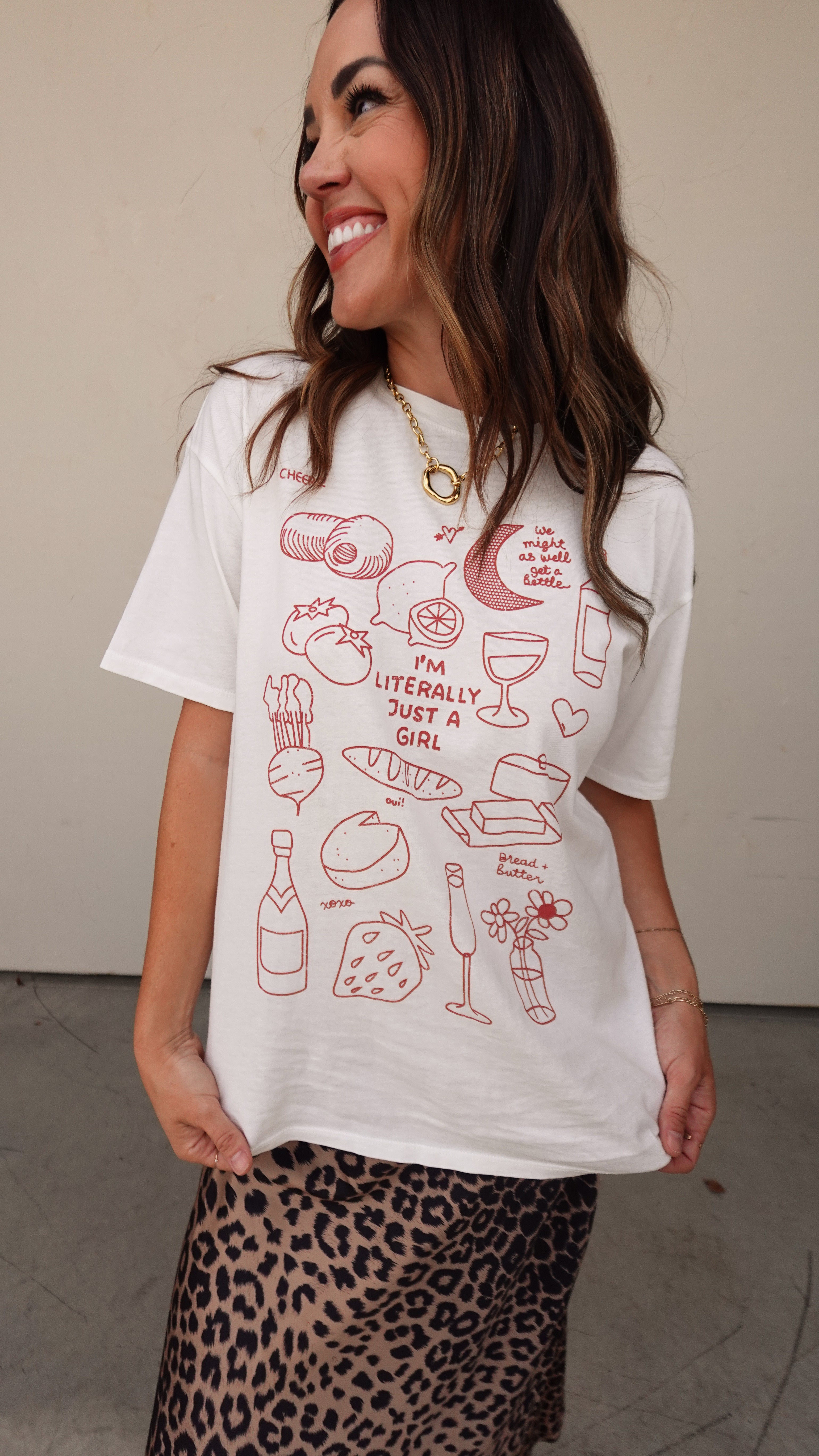 "Just A Girl" Oversized Graphic Tee | Elegant Women's Fashion by coolavocek