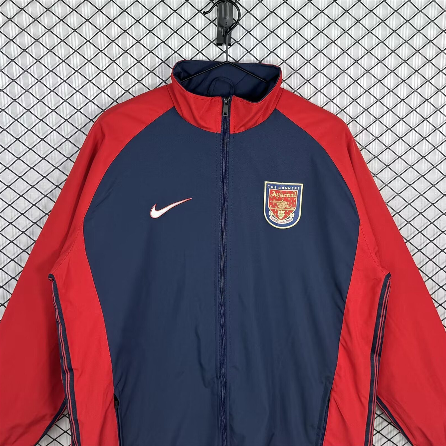 AlphaJersey-Retro Arsenal 1998-99 Home Windbreaker Jacket - Red And Dark Grey