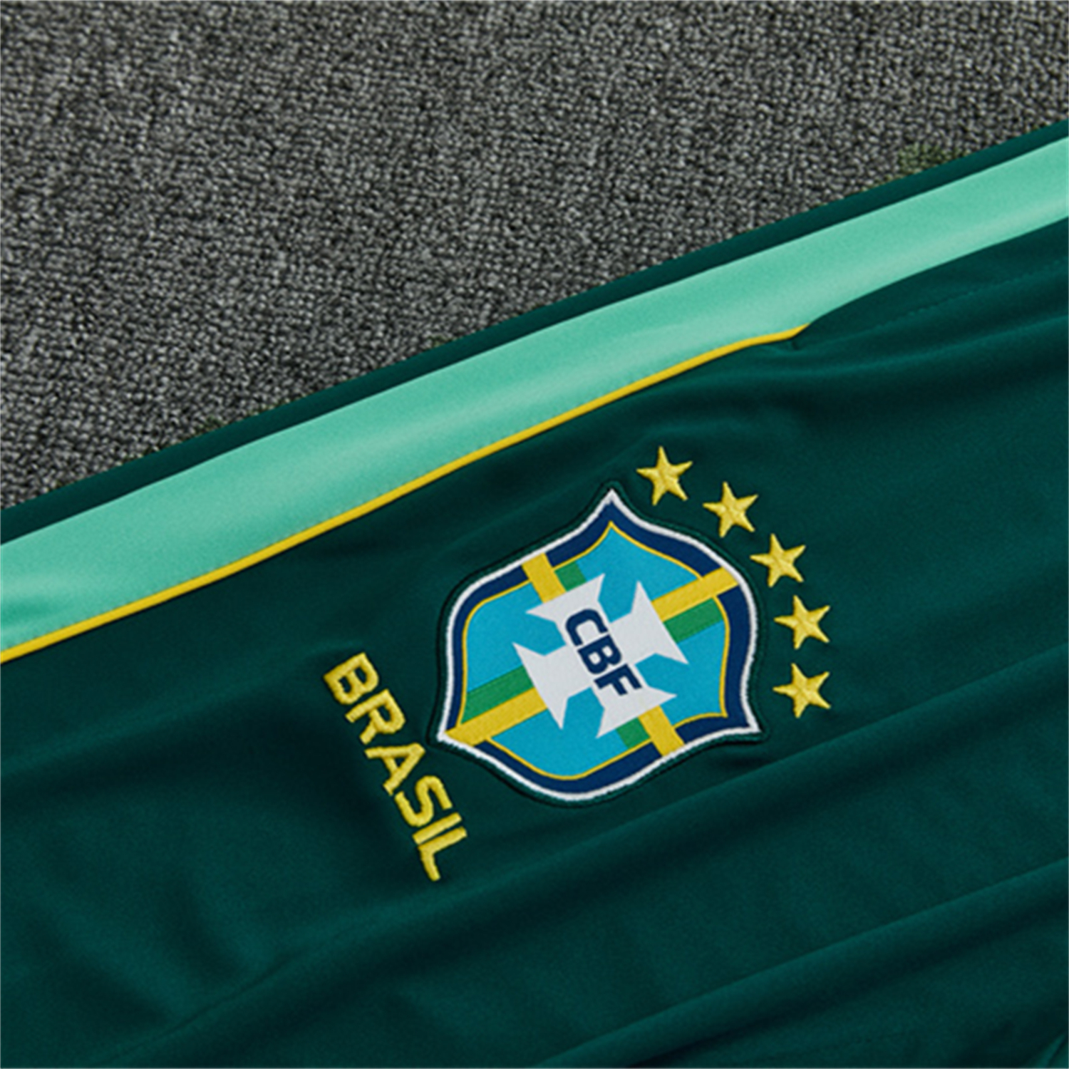AlphaJersey-Brazil 2026 Kids Long Sleeve Training Set - Sky Blue Top & Dark Green Pants