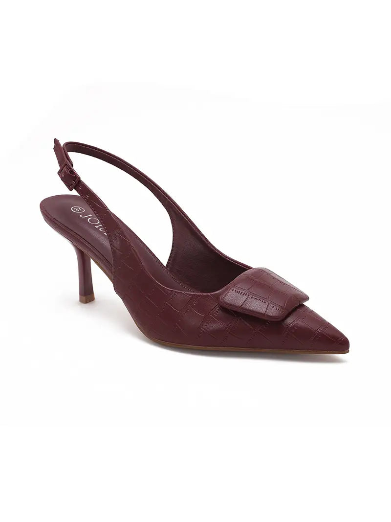 Wine Red Slingback Kitten Heel | Elegant Women's Fashion by coolavocek