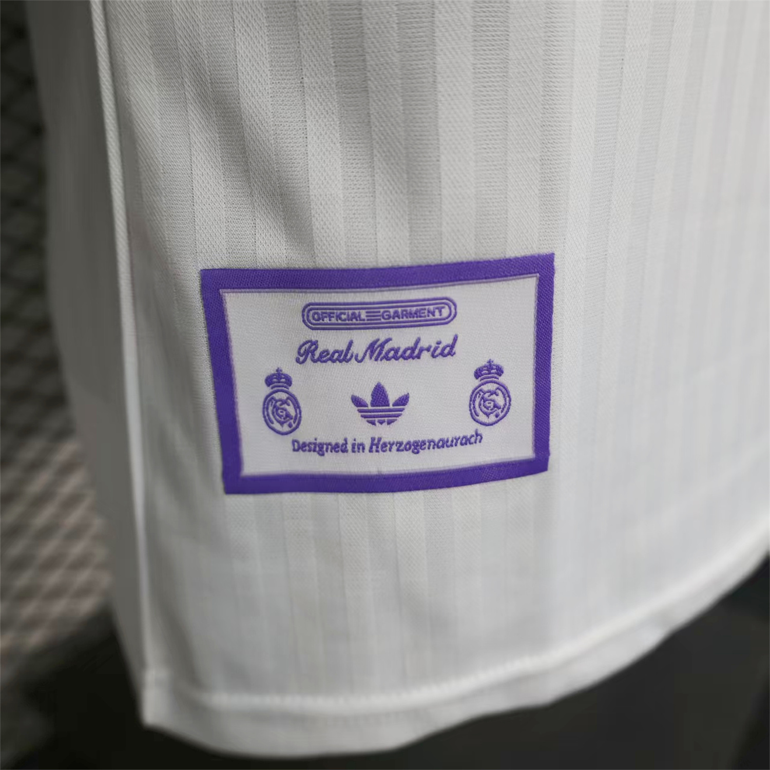 AlphaJersey-Real Madrid 25-26 Purple Logo White Jersey - Player Version