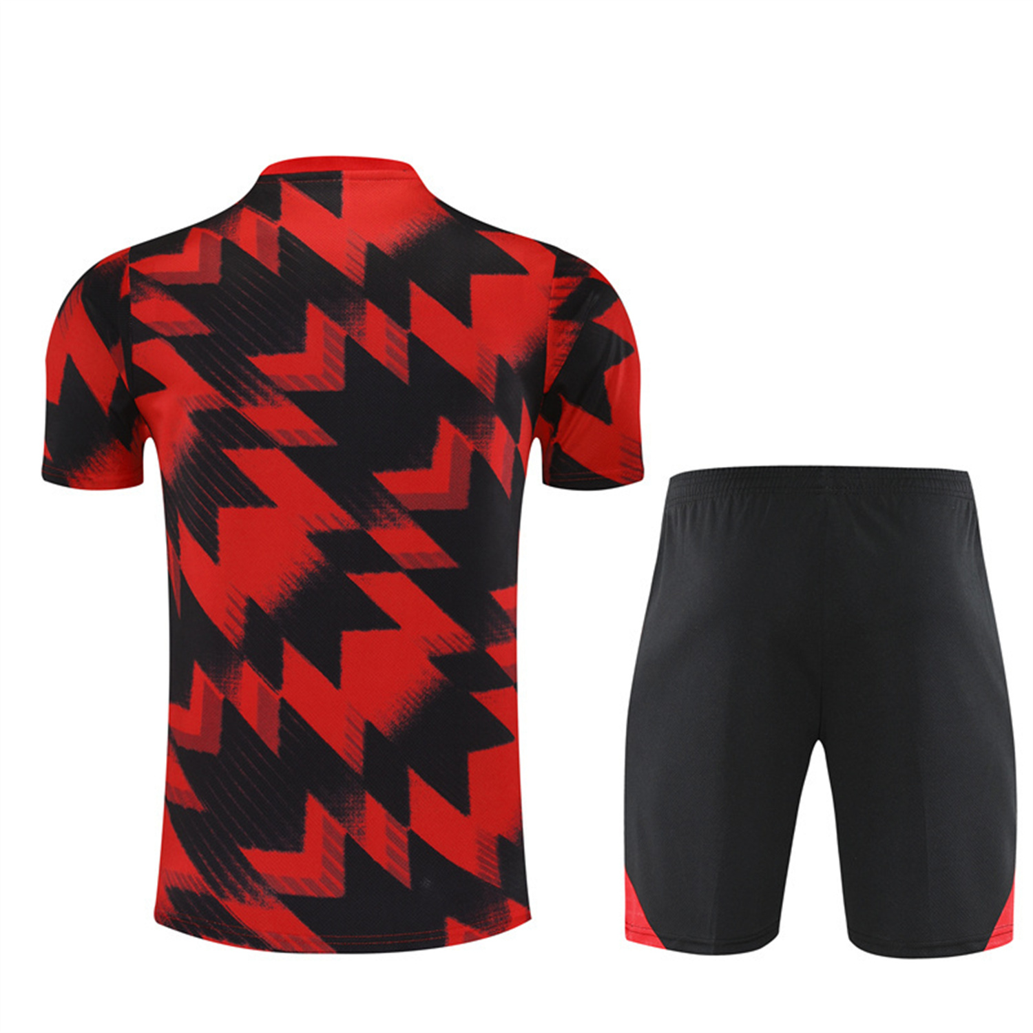 AlphaJersey-Manchester United 25-26 Short-Sleeve Training Set - Red Camouflage Top & Black Shorts