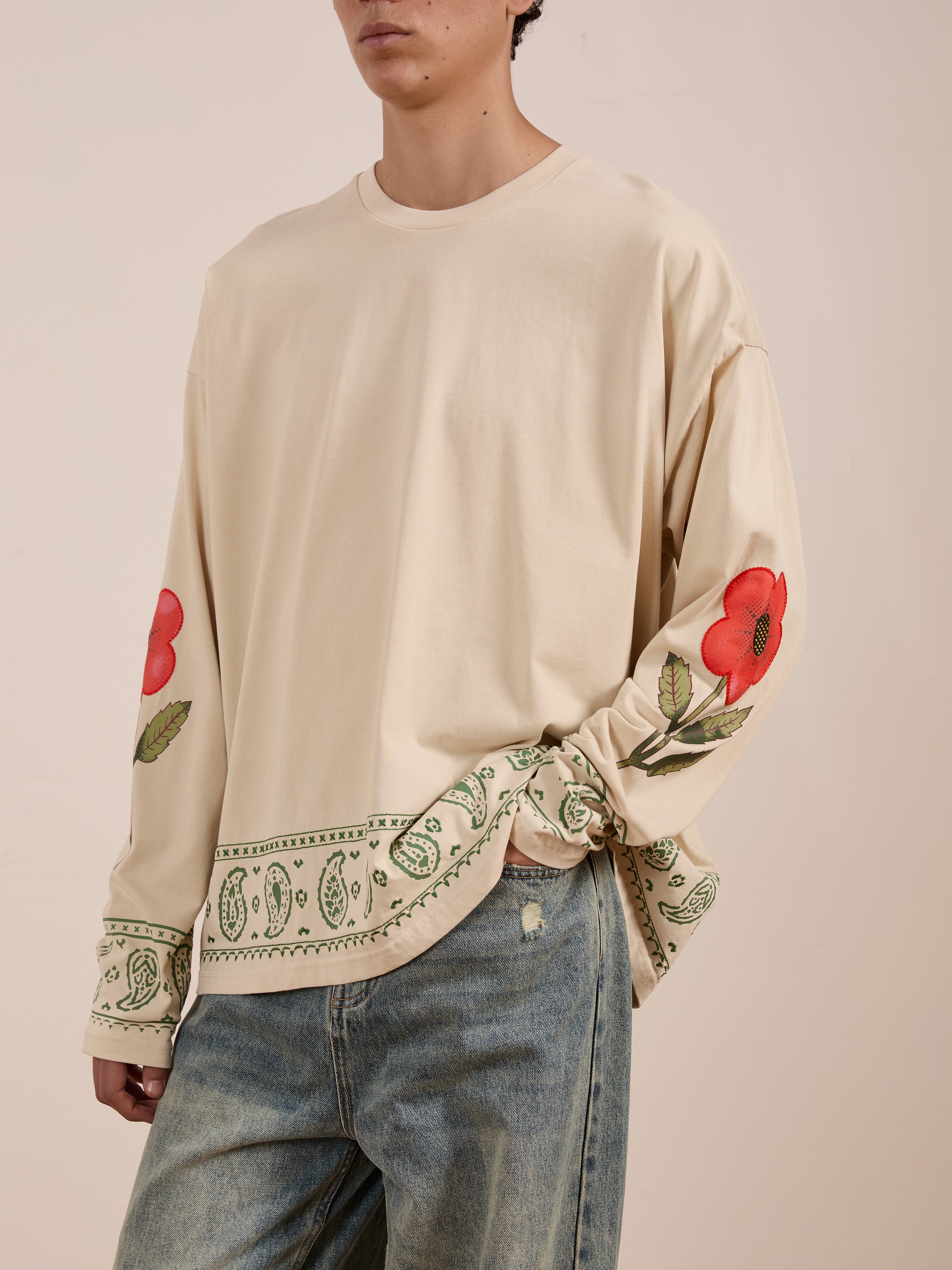 Garden Bloom Embroidered LS Tee | Modern Menswear by yycbvcnbmmnbm