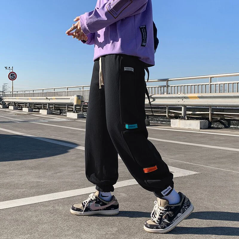 Autumn Winter New Elastic Waist Loose Casual Sweatpants Male Add Velvet Fashion All-match 5XL Sporty Pants Men Straight Trousers