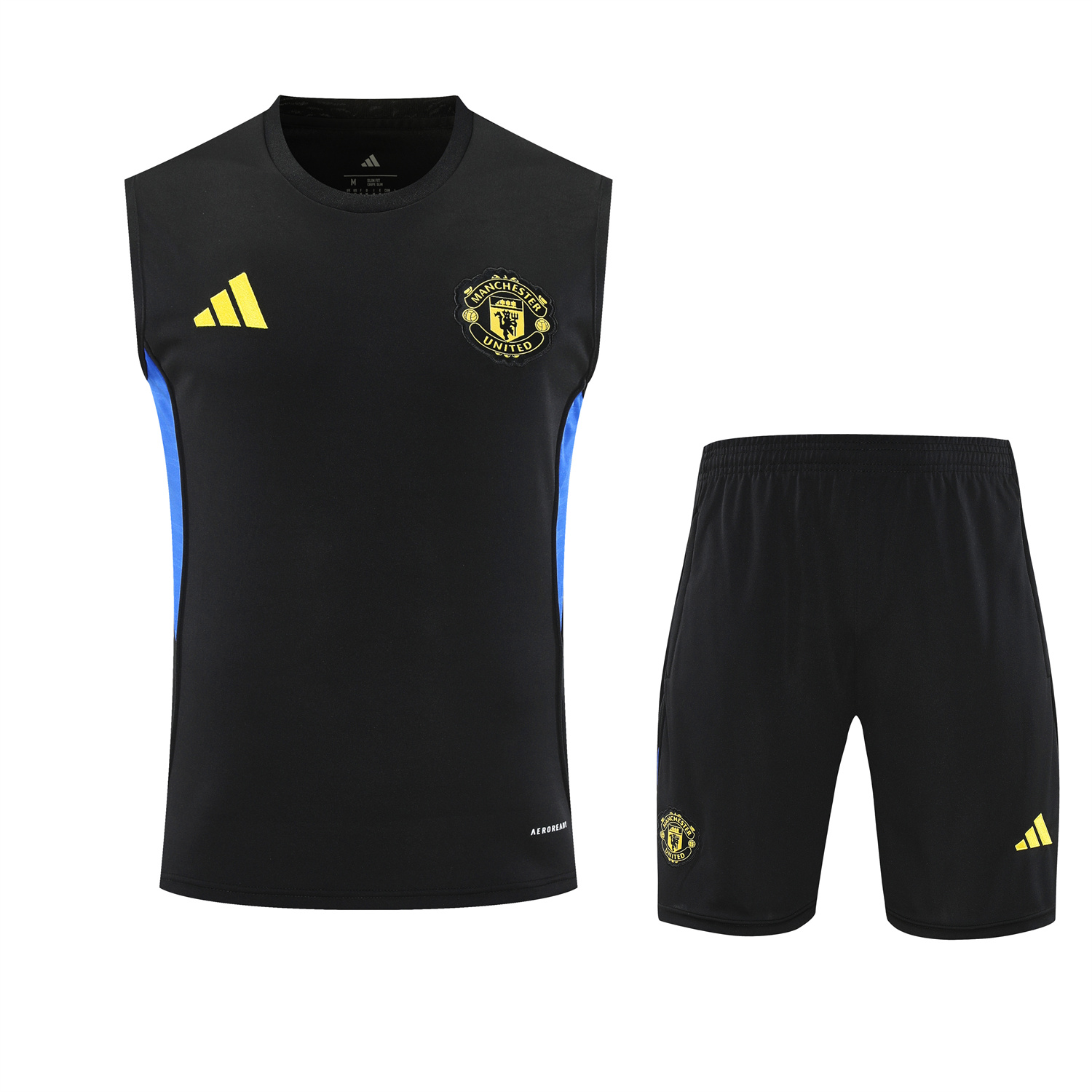AlphaJersey-Manchester United 25-26 Vest Training Set - Black And Light Grey Vest & Black Shorts