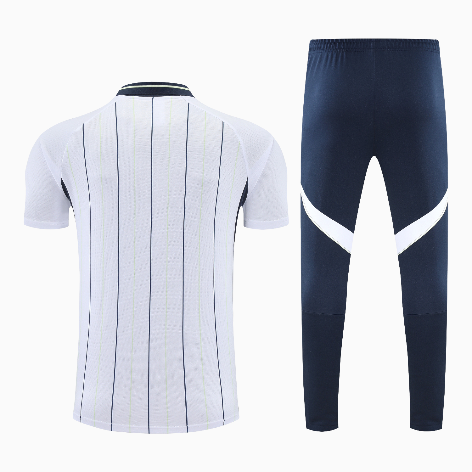 AlphaJersey-Real Madrid 25-26 POLO Short-Sleeve Training Set - Black Line White Top and Black Pants