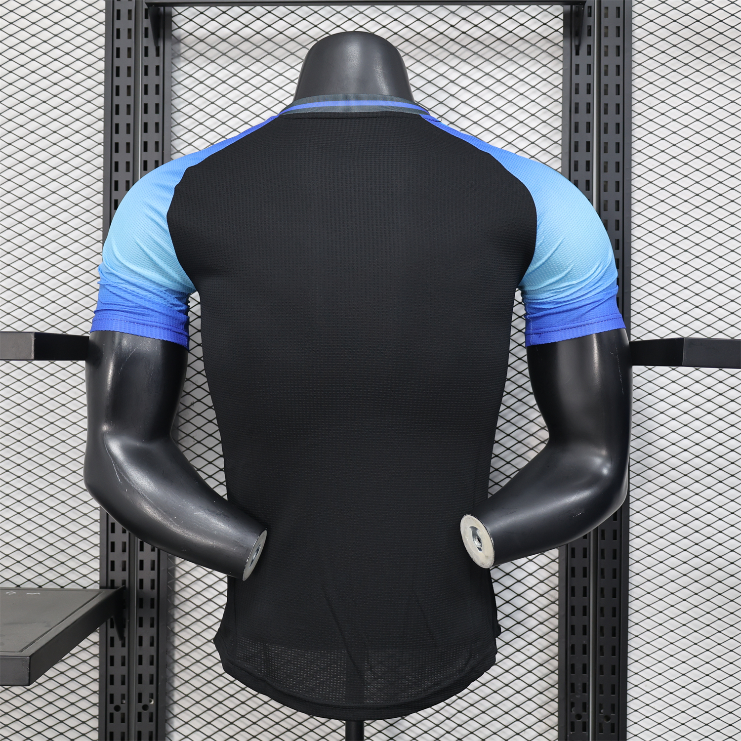 AlphaJersey-Algeria 25-26 Pure Black with Blue Sleeves Jersey - Player Version