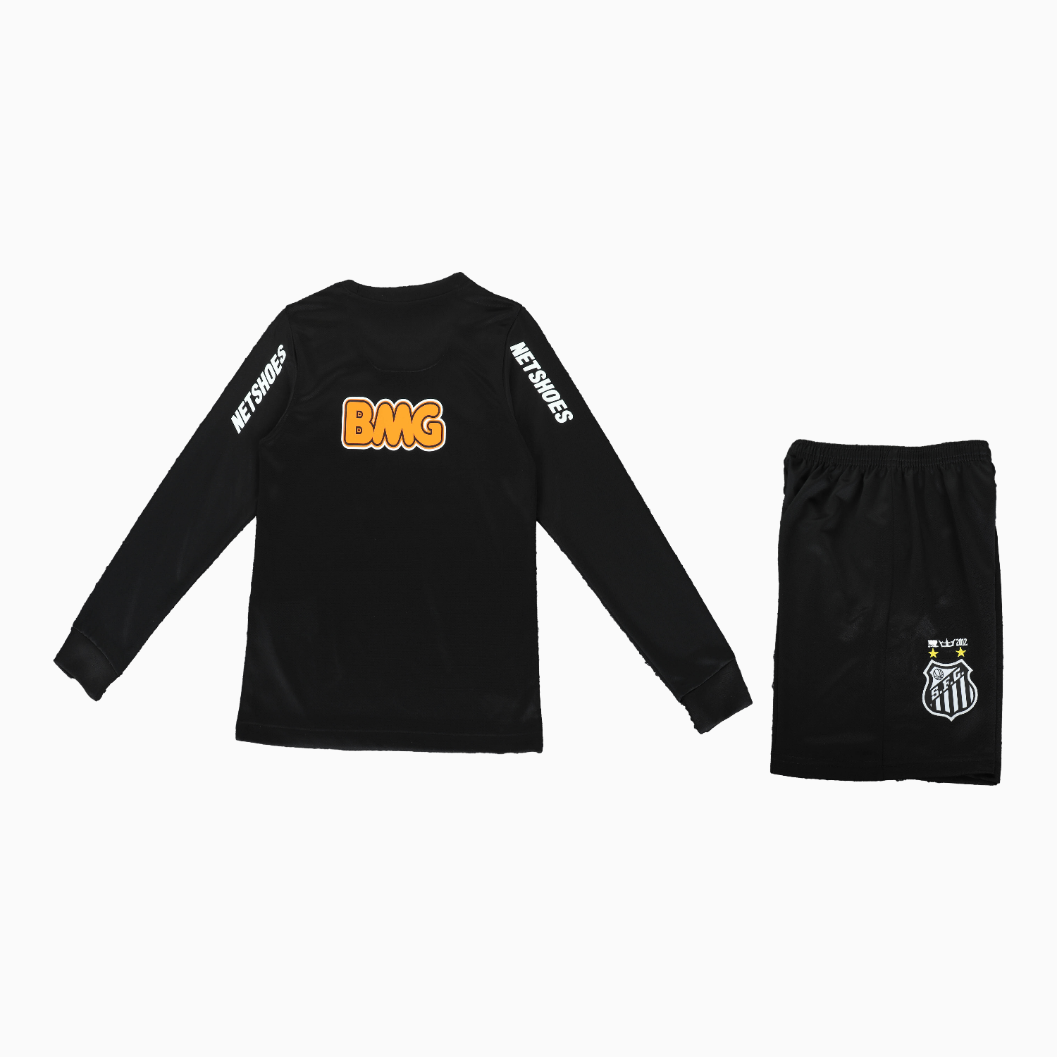 AlphaJersey-Retro Santos 2012 Black Special Long Sleeves Kids Kit