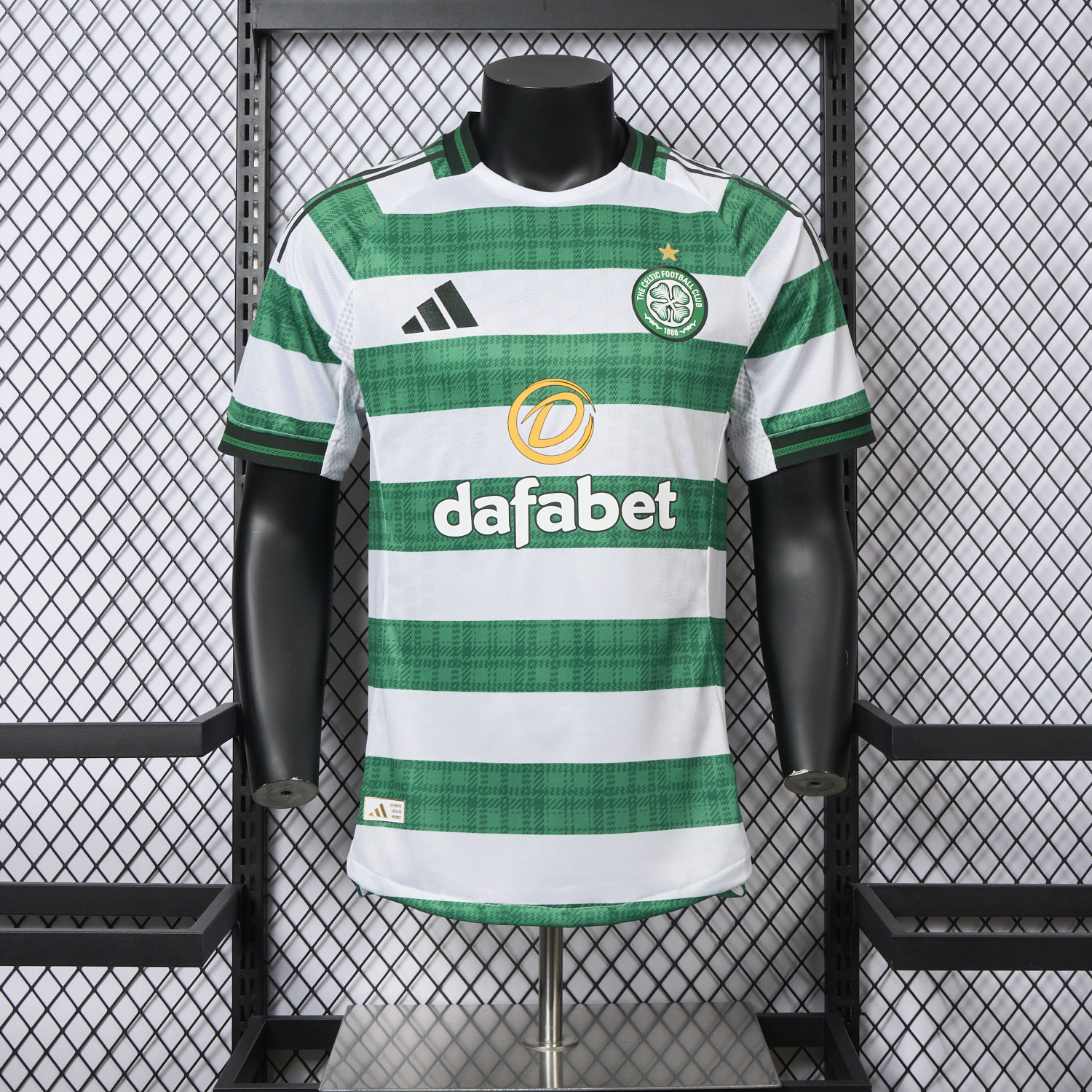 AlphaJersey-Celtic 25-26 Home Green White Stripes Jersey - Player Version