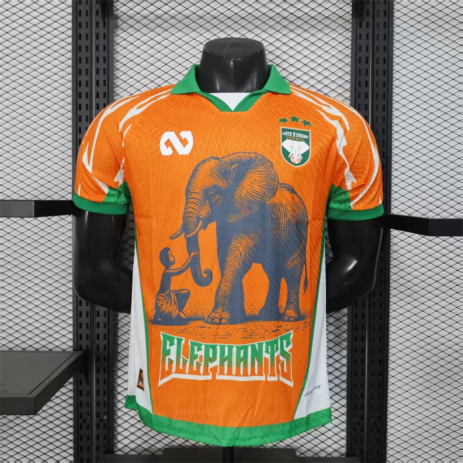 AlphaJersey-Ivory Coast 25-26 Elephant And Kid Orange Jersey - Player Version