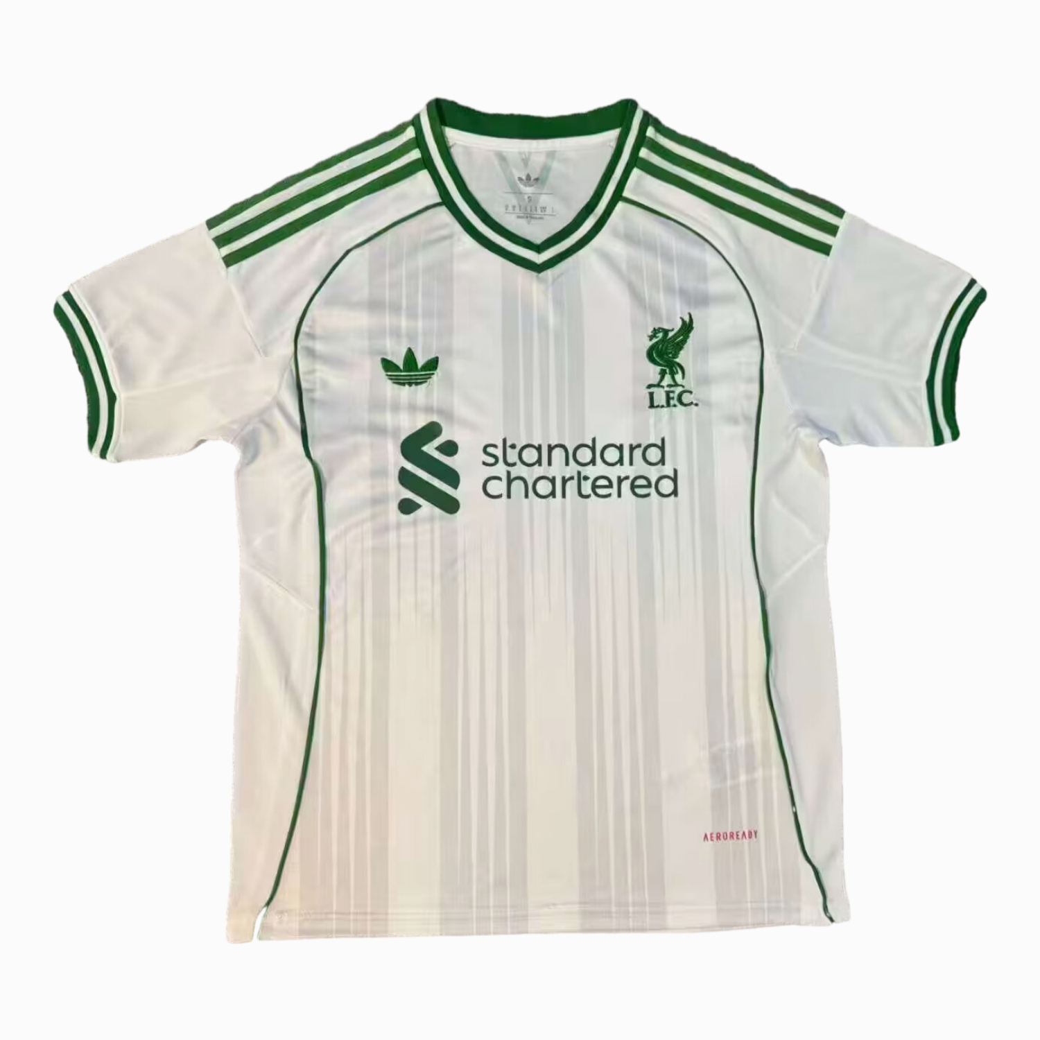 AlphaJersey-Liver.pool 25-26 Green Lines White Special Jersey - Fans Version