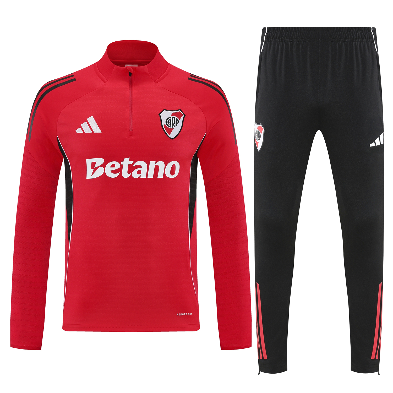 AlphaJersey-River Plate 25-26 Long Sleeves Training Set - Red Top & Black Pants