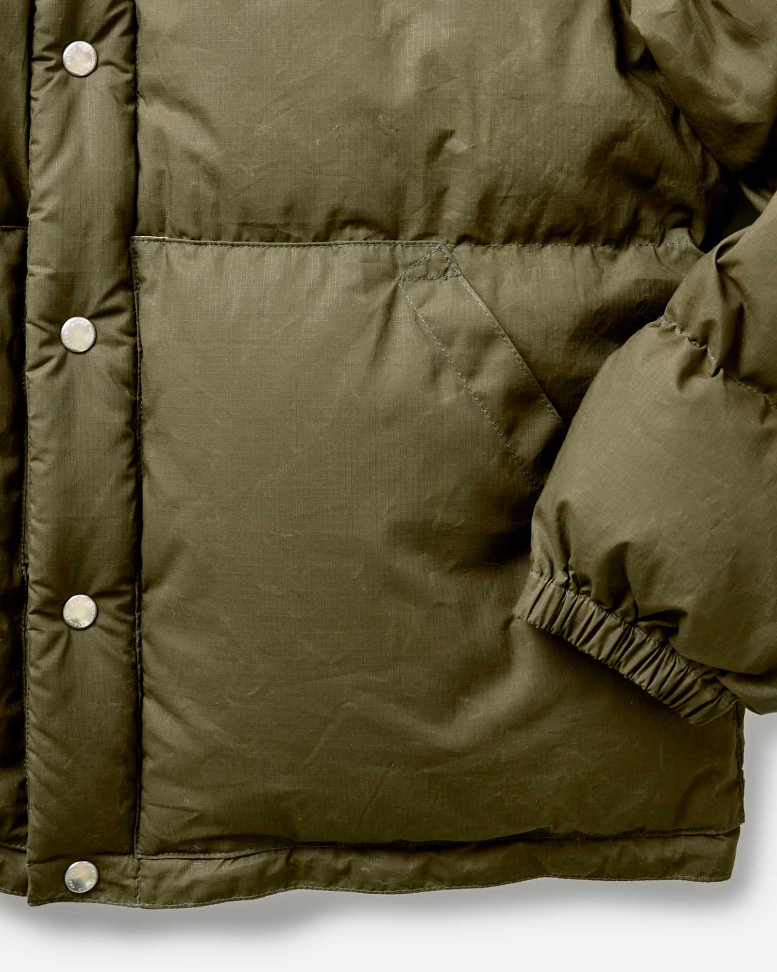 The Down Sweater in Olive Waxed Ripstop | Modern Menswear by yycbvcnbmmnbm