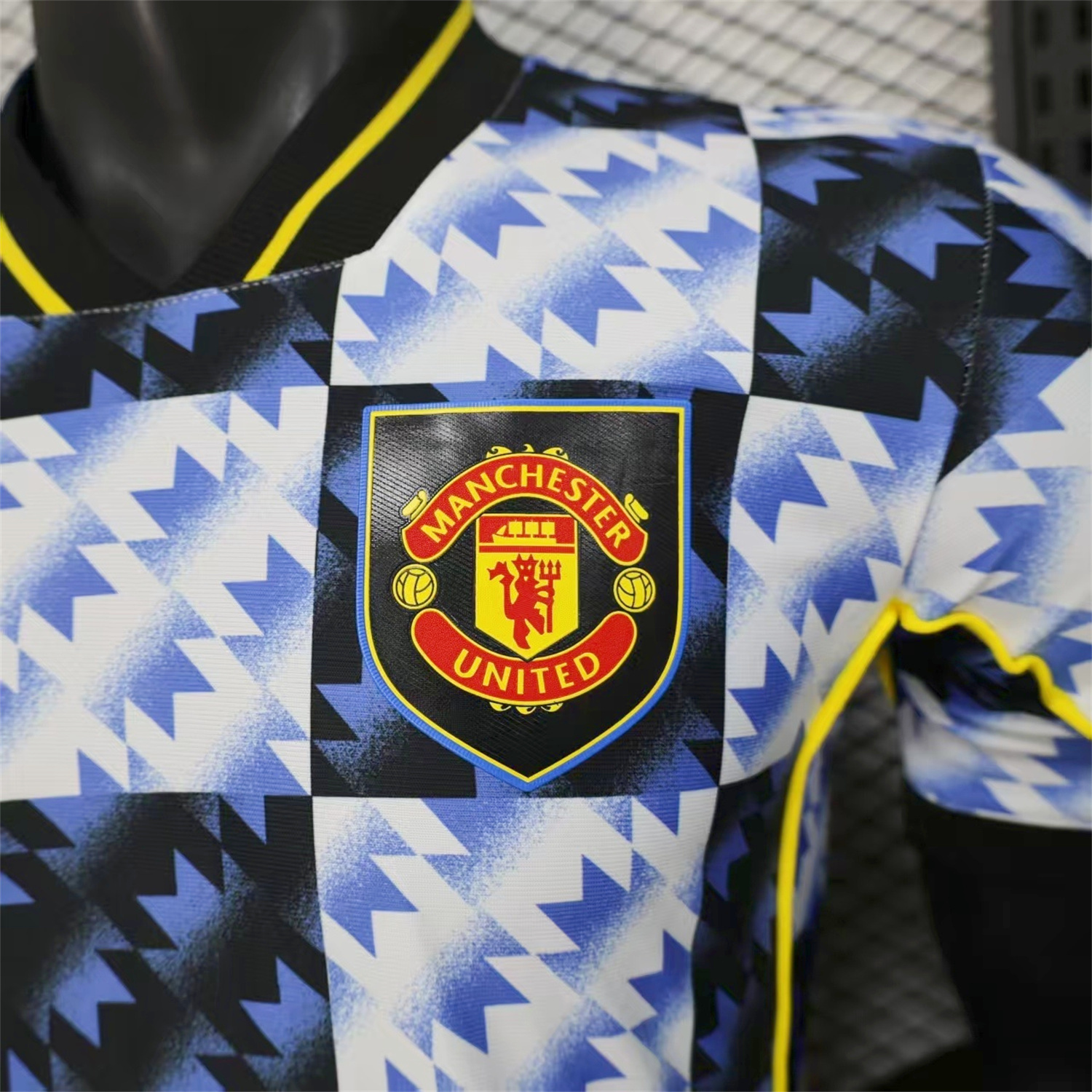 AlphaJersey-Manchester United 25-26 Blue And Black Checkerboard Special Jersey - Player Version