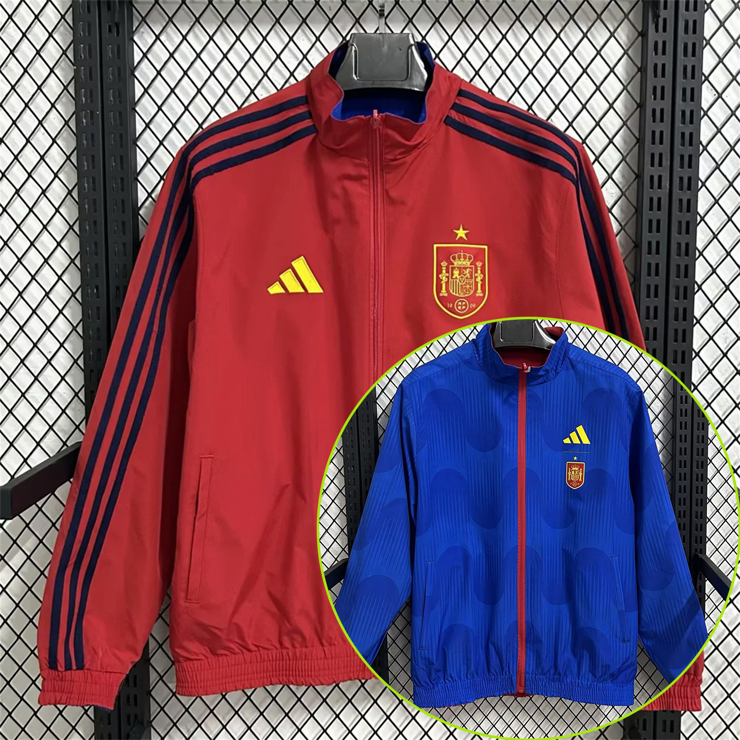 AlphaJersey-Spain 2026 Pre-Match Double Sided Reversible Windbreaker - Red
