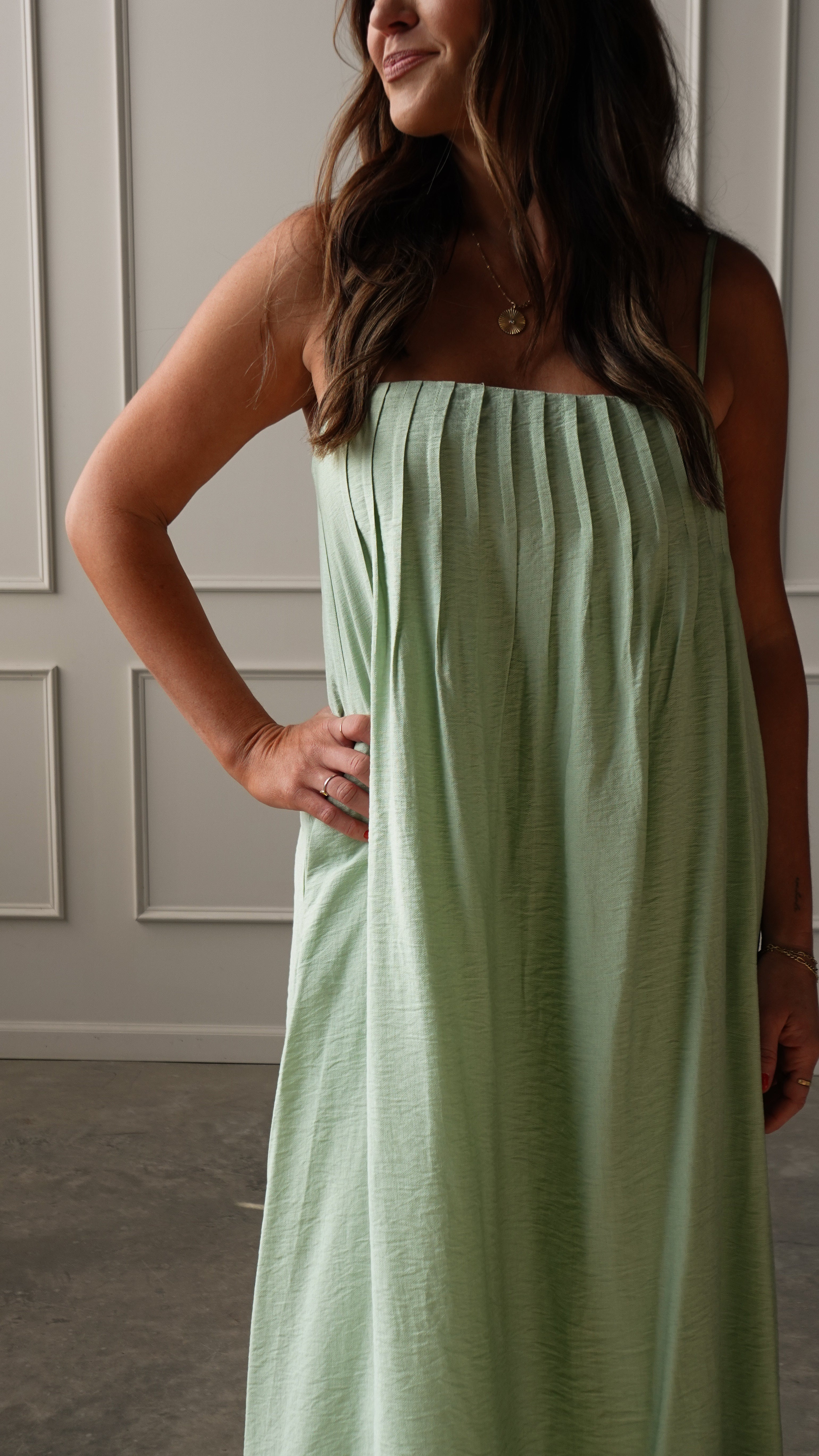 Mint Pleated Maxi Dress | Elegant Women's Fashion by coolavocek
