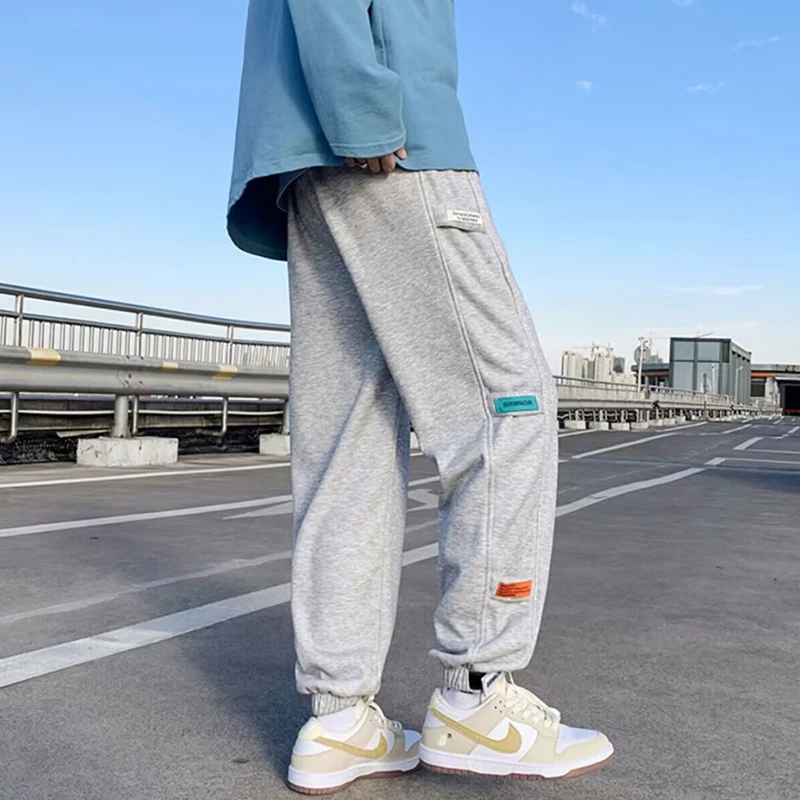 Autumn Winter New Elastic Waist Loose Casual Sweatpants Male Add Velvet Fashion All-match 5XL Sporty Pants Men Straight Trousers