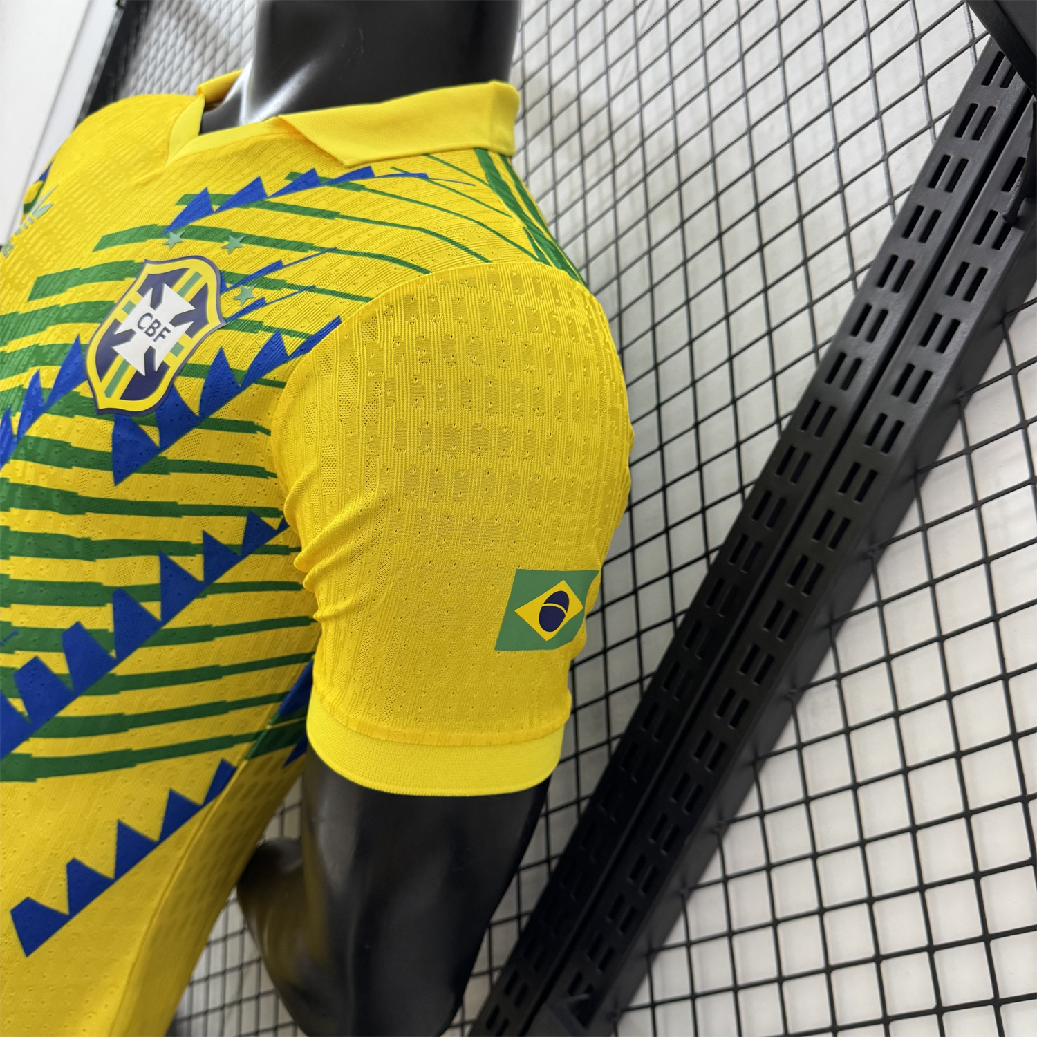 AlphaJersey-Brazil 2026 Blue-Green Stripes Yellow Special Jersey - Player Version