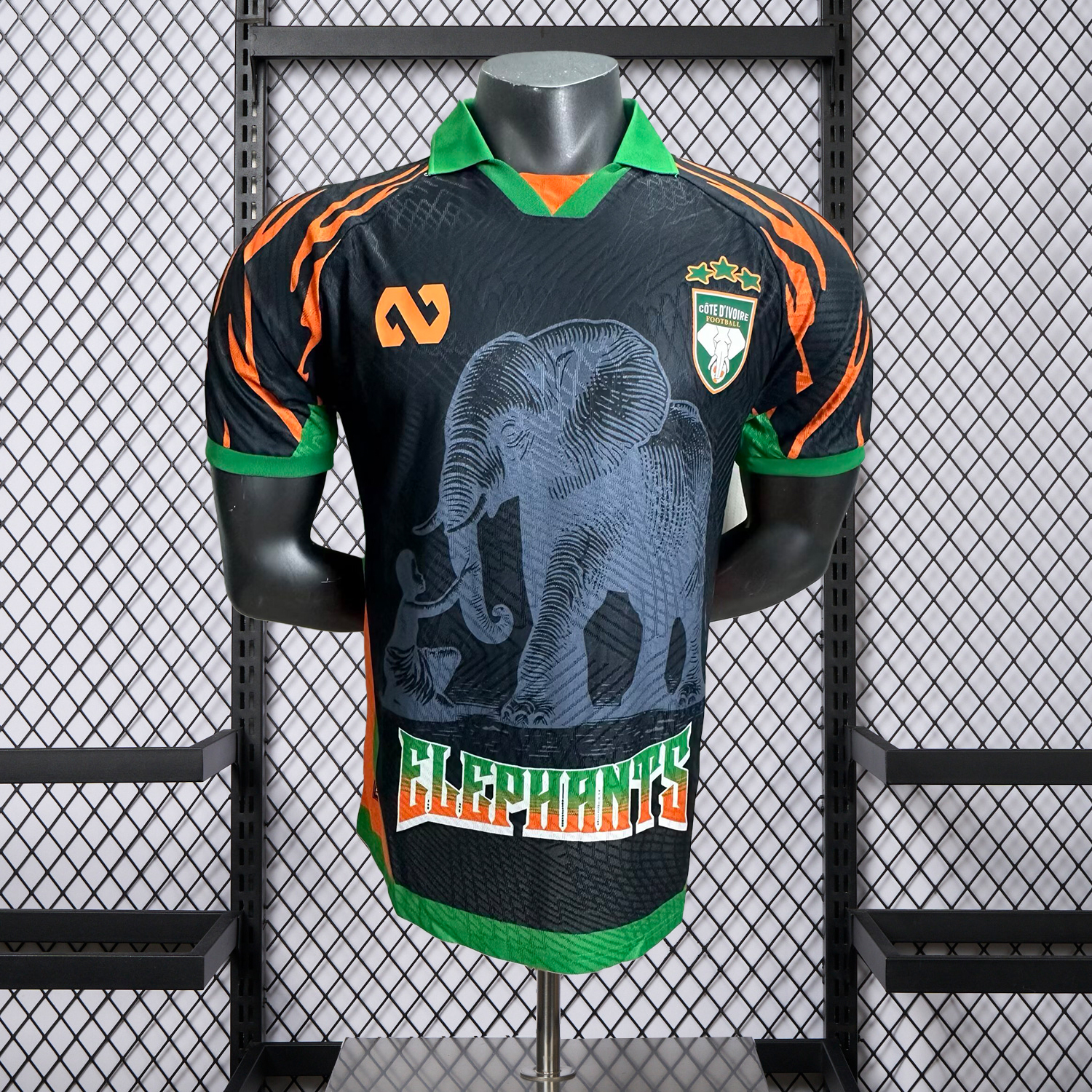 AlphaJersey-Ivory Coast 25-26 Elephant And Kid Black Jersey - Player Version