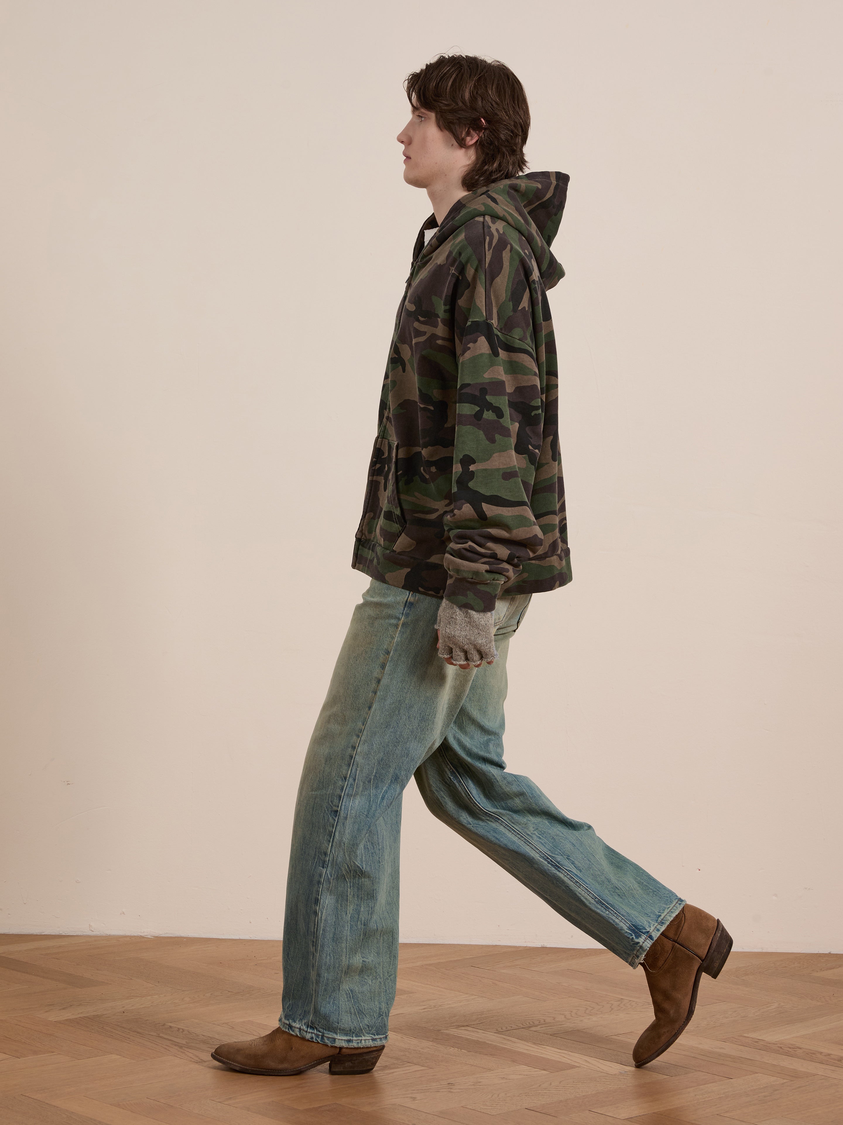Washed Camouflage Zip Hoodie | Modern Menswear by yycbvcnbmmnbm