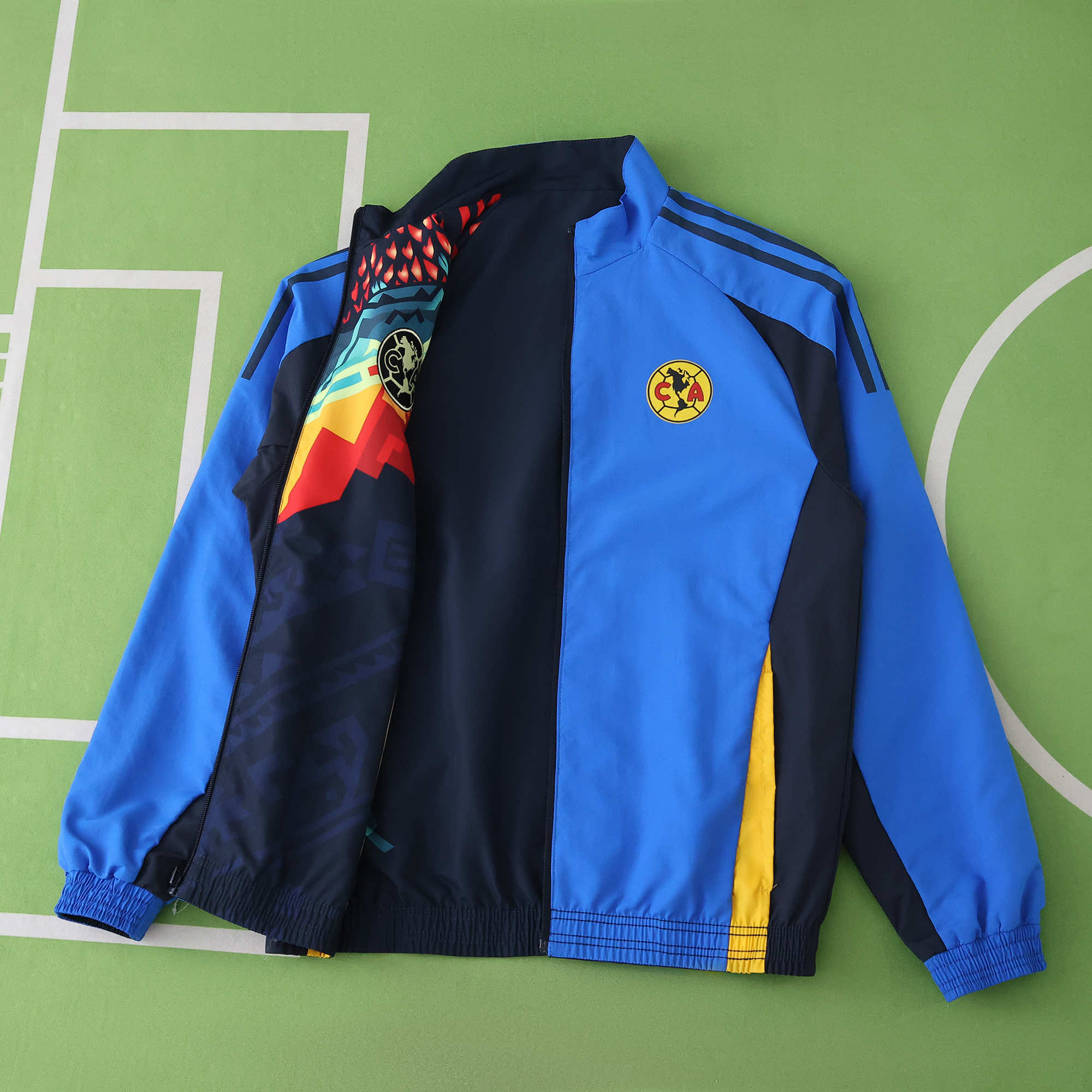 AlphaJersey-Club América 25-26 Throwback Double Sided Reversible Windbreaker - Blue & Black
