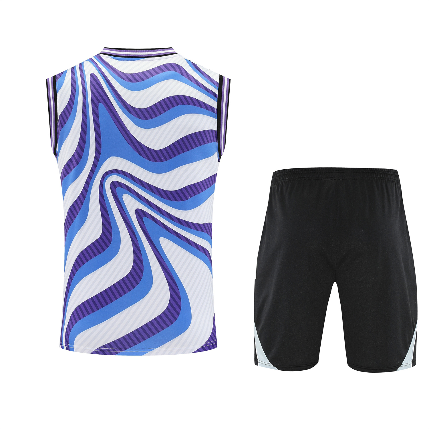 AlphaJersey-Real Madrid 25-26 Vest Training Set - Blue Purple Curve Pattern Vest & Black Shorts