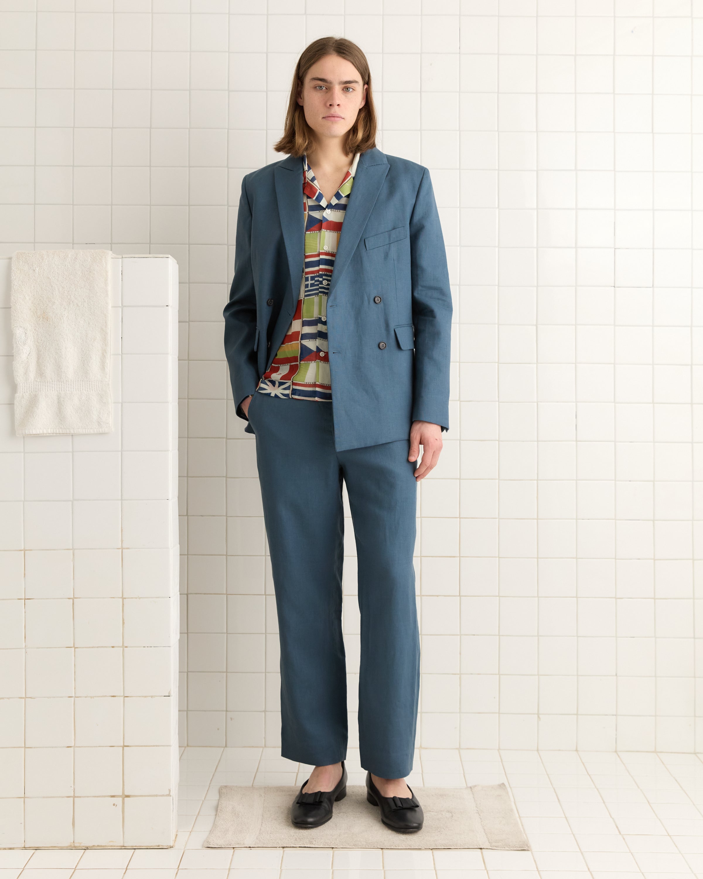 Lightweight Linen Double-Breasted Suit Jacket - Teal | Modern Menswear by yycbvcnbmmnbm