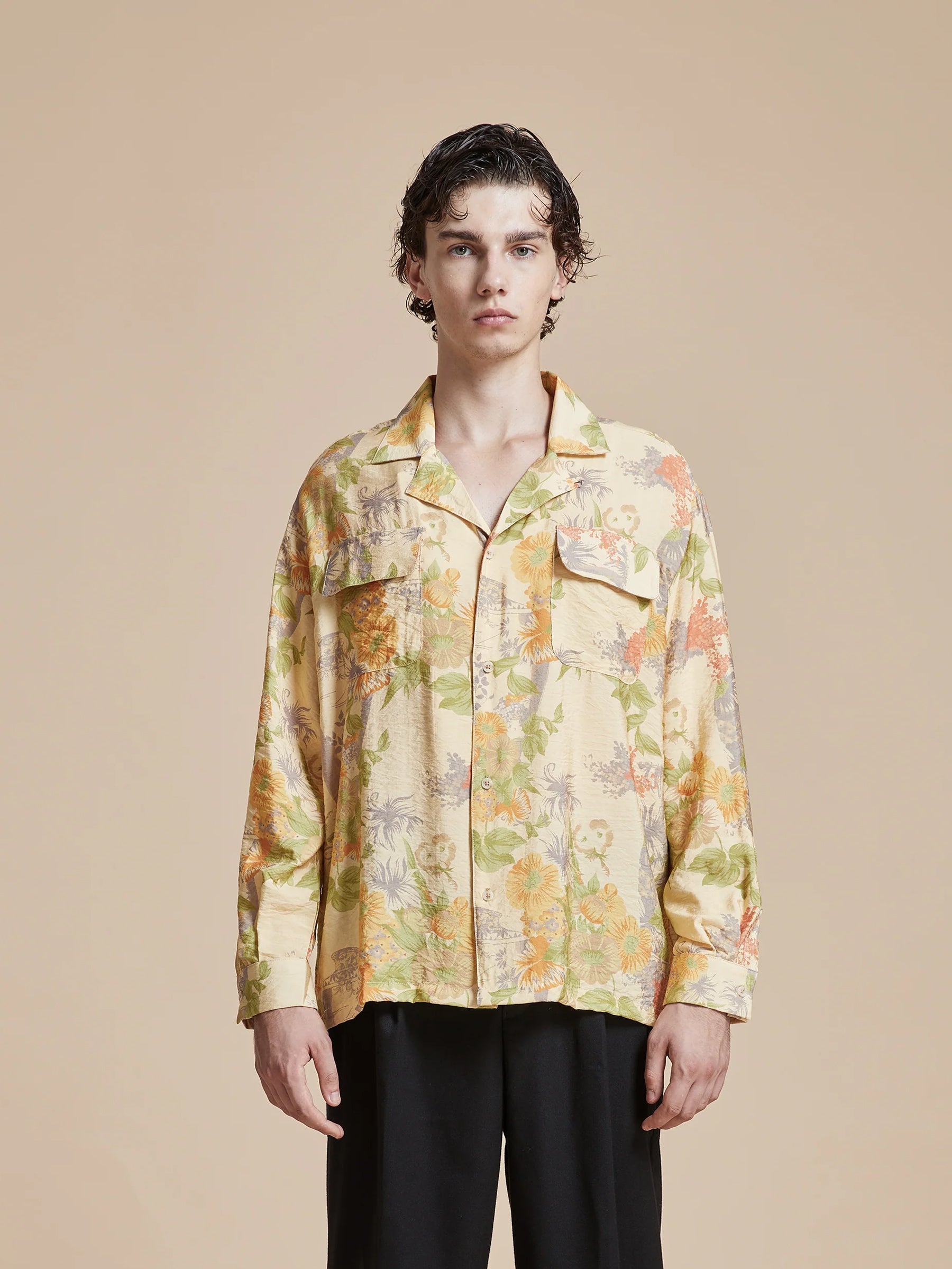Meraj Vase Pot Long Sleeve Camp Shirt | Modern Menswear by yycbvcnbmmnbm