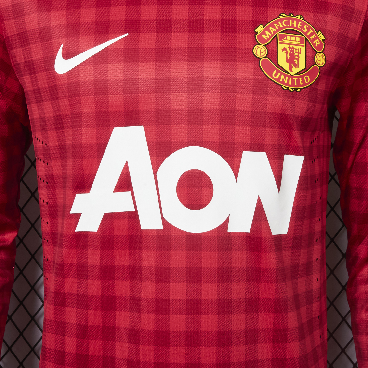 AlphaJersey-Retro Manchester United 2012-13 Home Long Sleeve Jersey - Player Version