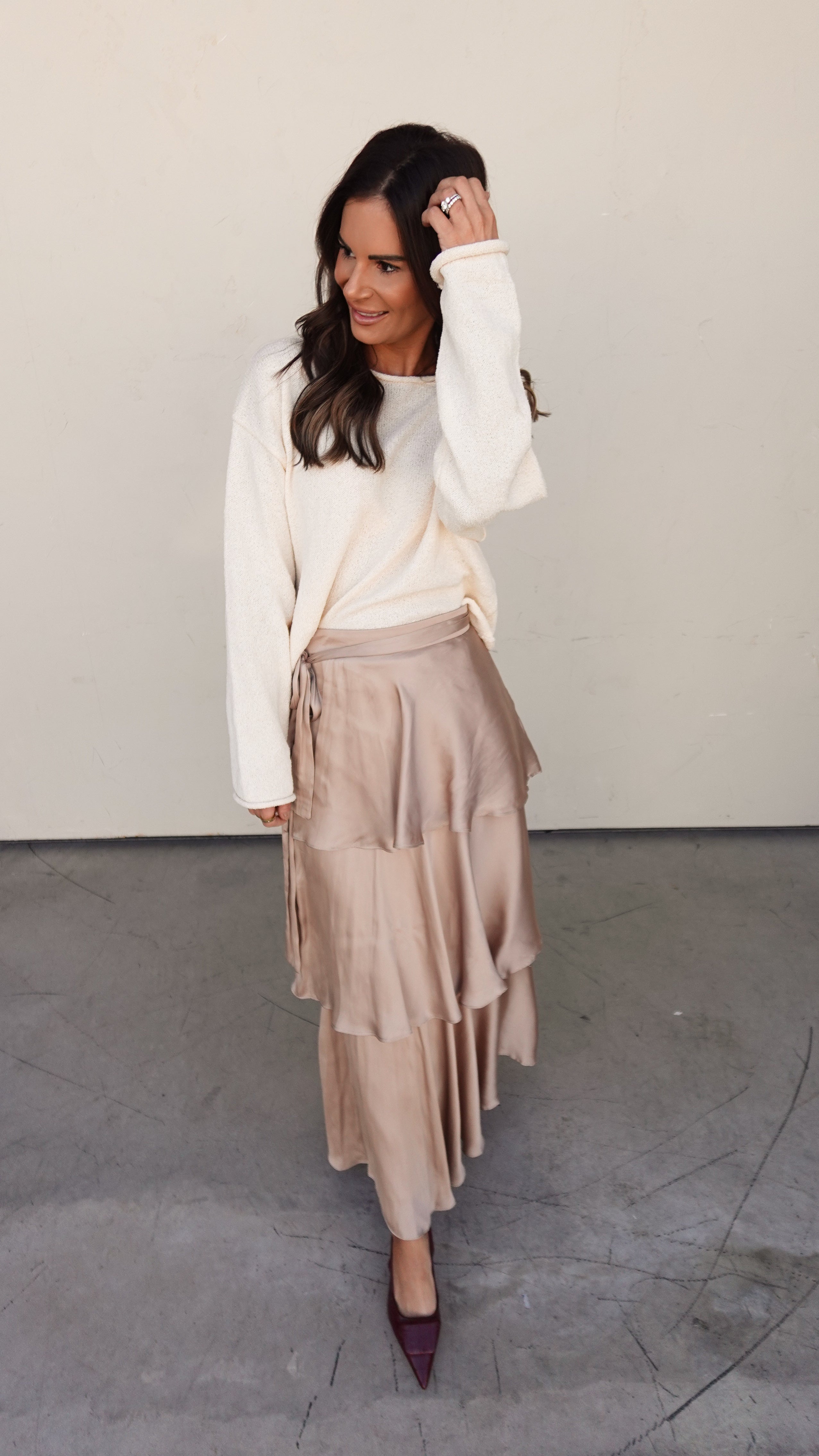 Tiered Satin Maxi Skirt | Elegant Women's Fashion by coolavocek
