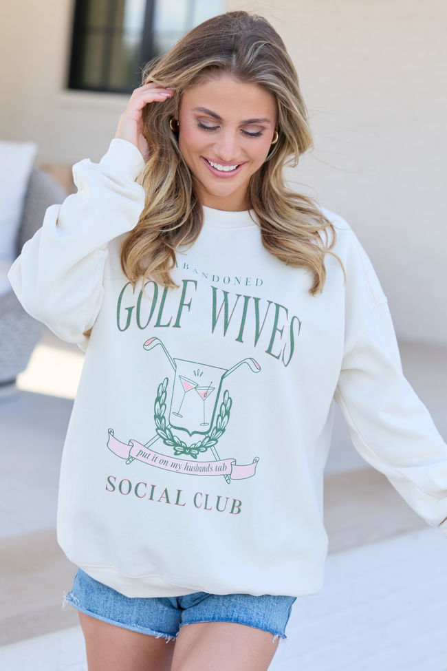 Golf Wives Cream Graphic Sweatshirt DOORBUSTER | Elegant Women's Fashion by coolavocek