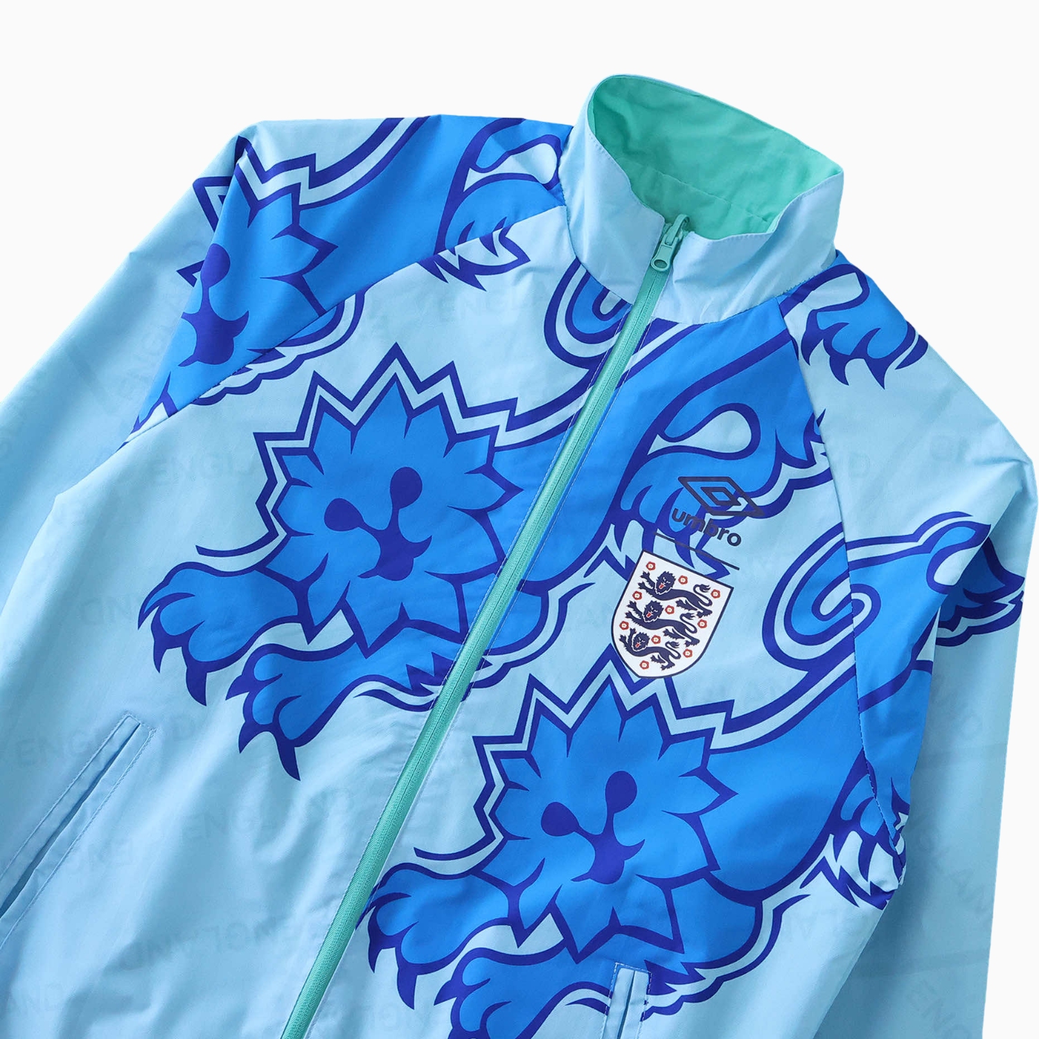 AlphaJersey-Retro England 1992 Third Double Sided Reversible Windbreaker - Blue & Green