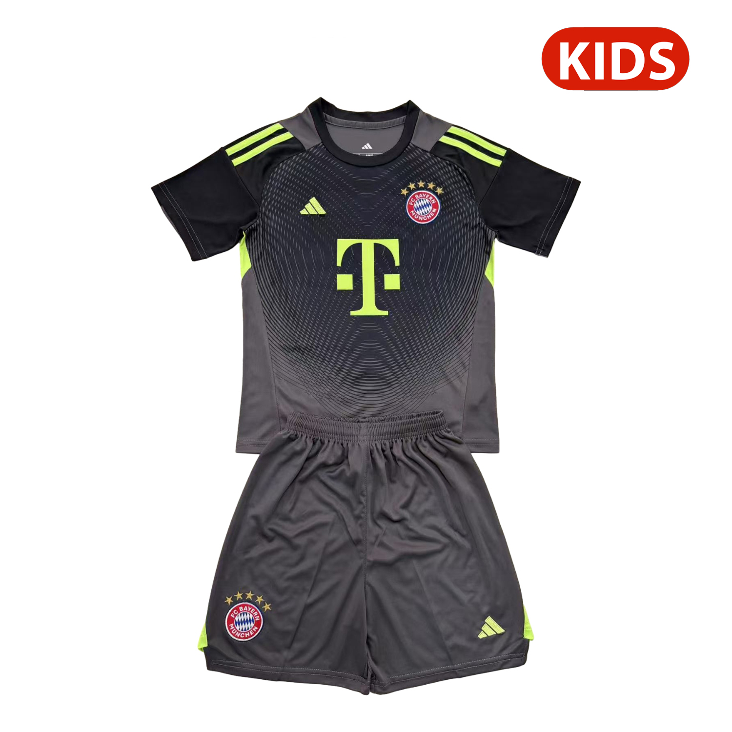 AlphaJersey-Bayern Munich 25-26 Grey Black Goalkeeper Kids Kit