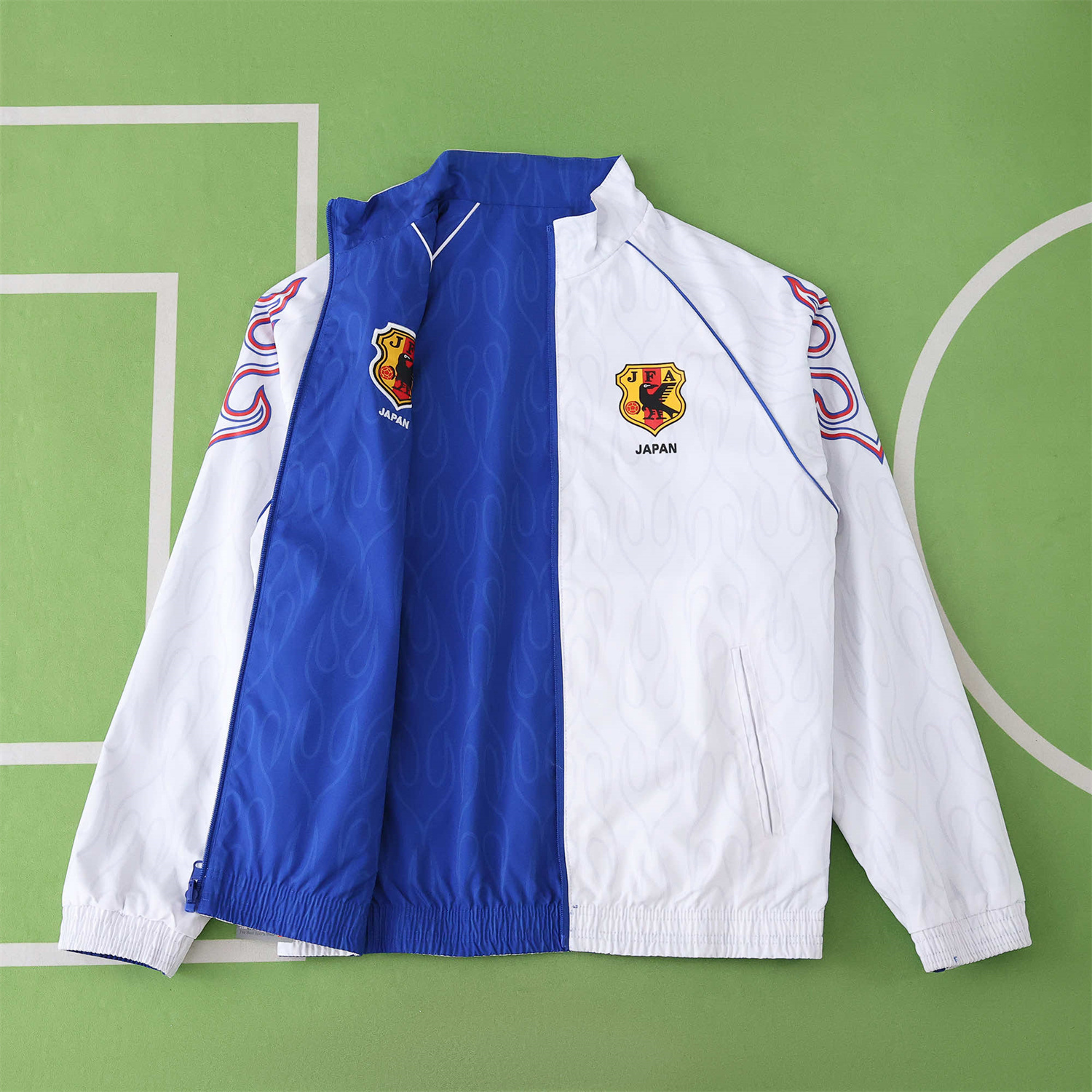 AlphaJersey-Retro Japan 1998 Throwback Double Sided Reversible Windbreaker - White & Blue