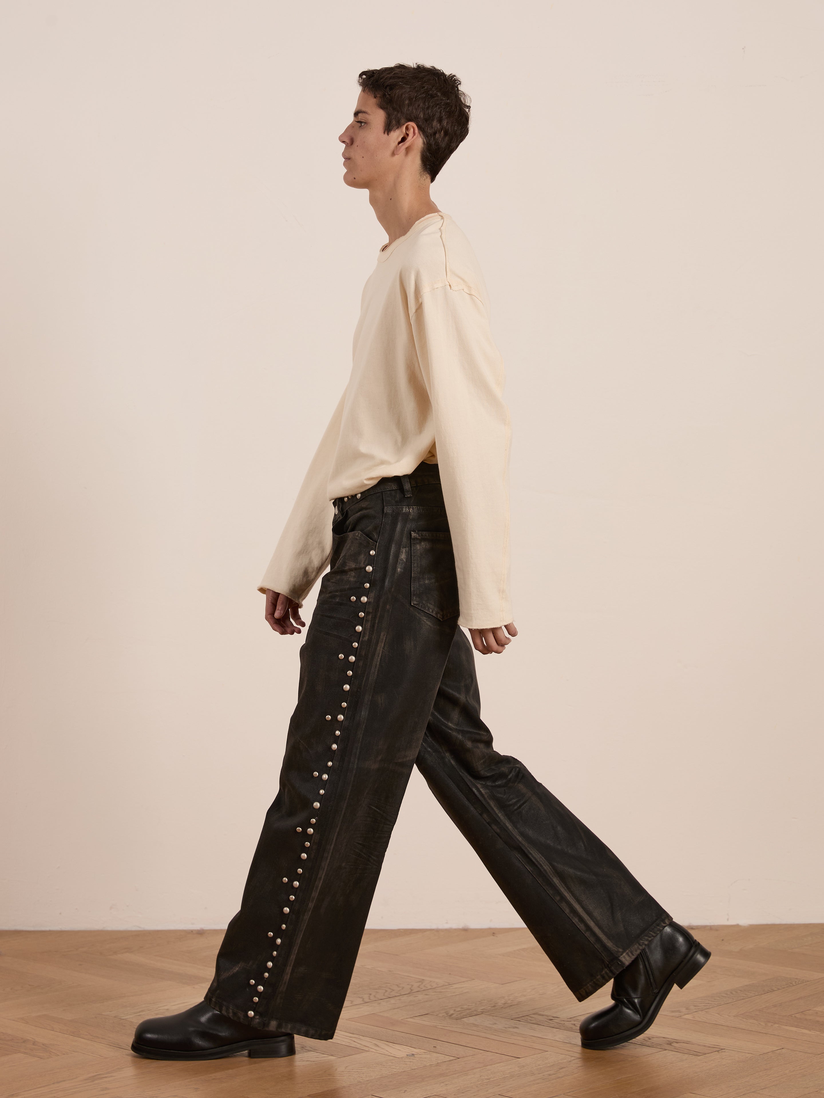 Waxed Studded Jeans | Modern Menswear by yycbvcnbmmnbm