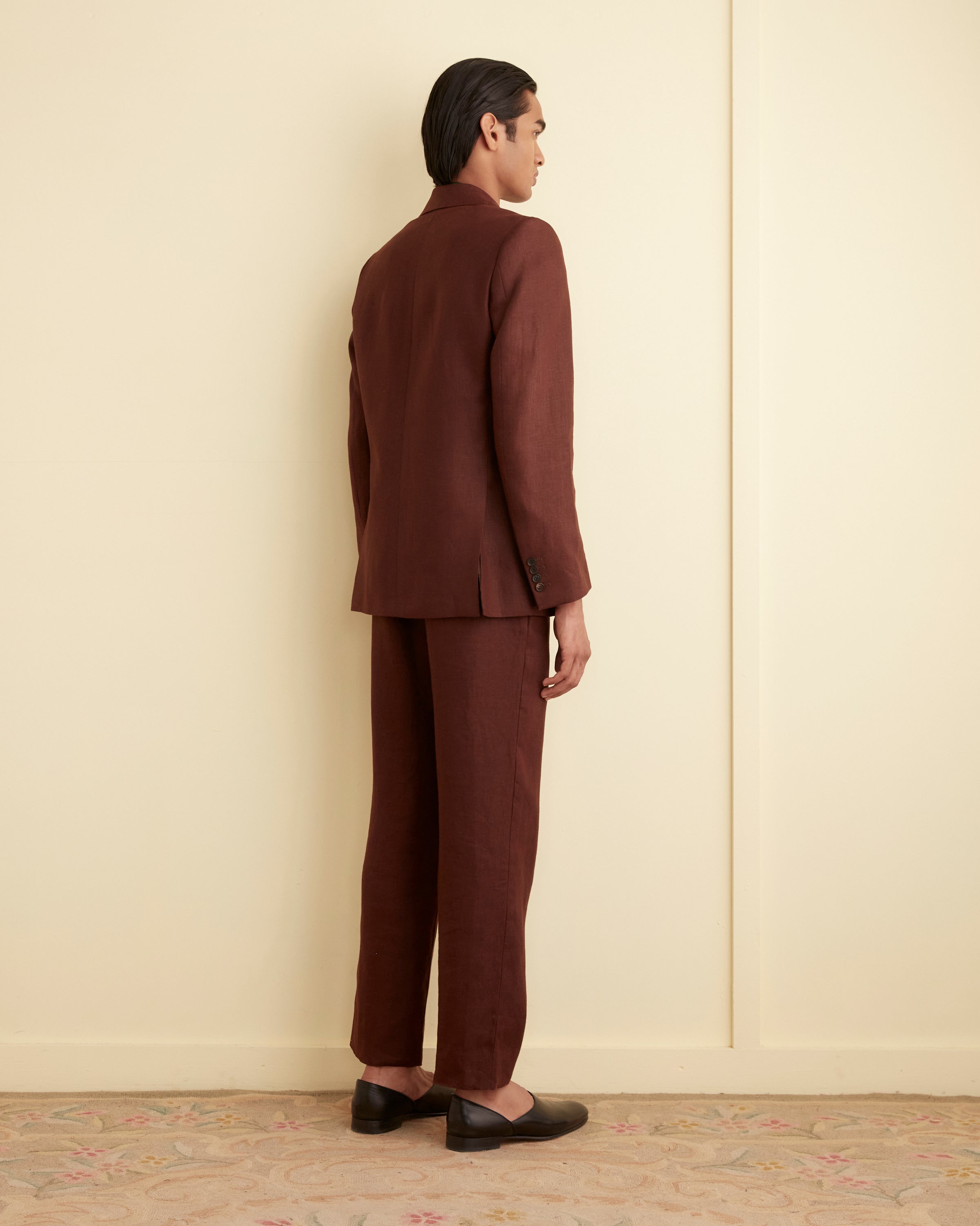 Linen Double-Breasted Suit Jacket - Chocolate | Modern Menswear by yycbvcnbmmnbm