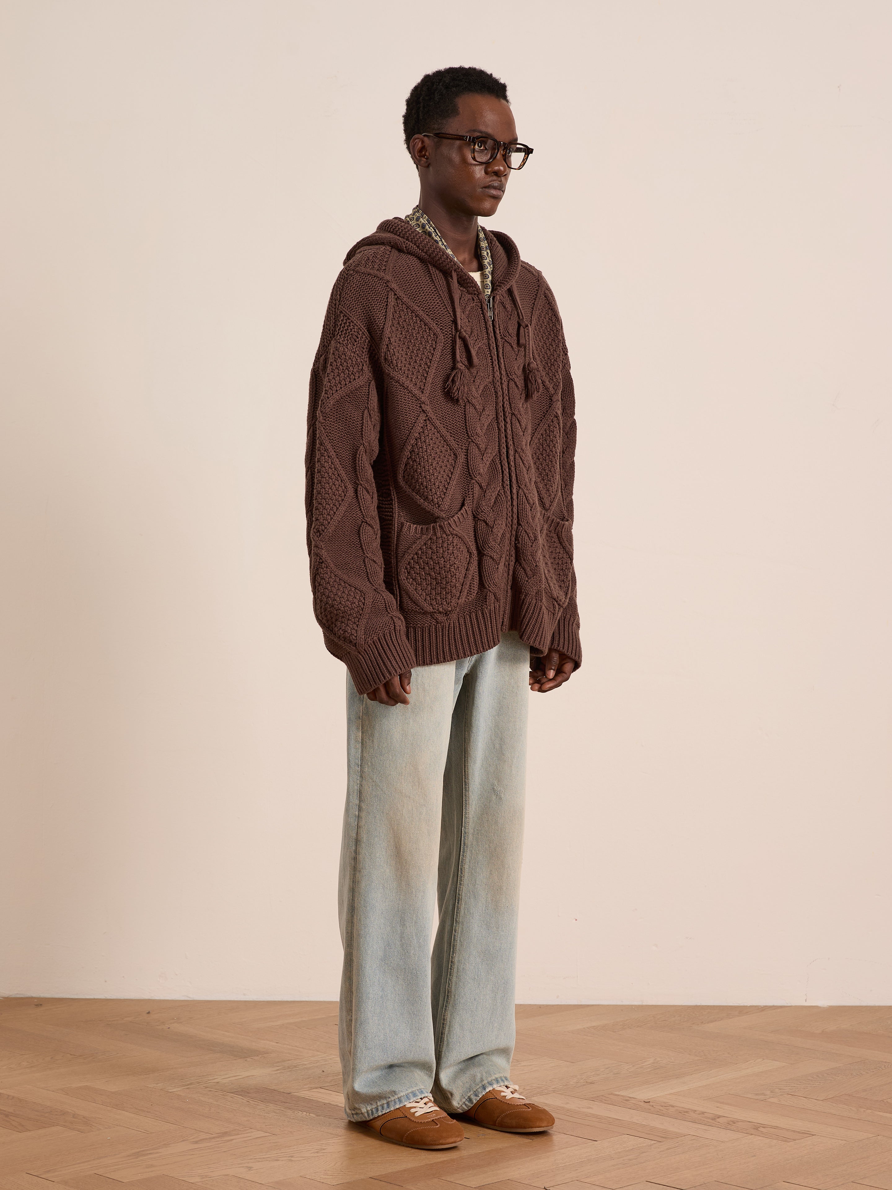 Zip Up Cable Knit Hoodie | Modern Menswear by yycbvcnbmmnbm