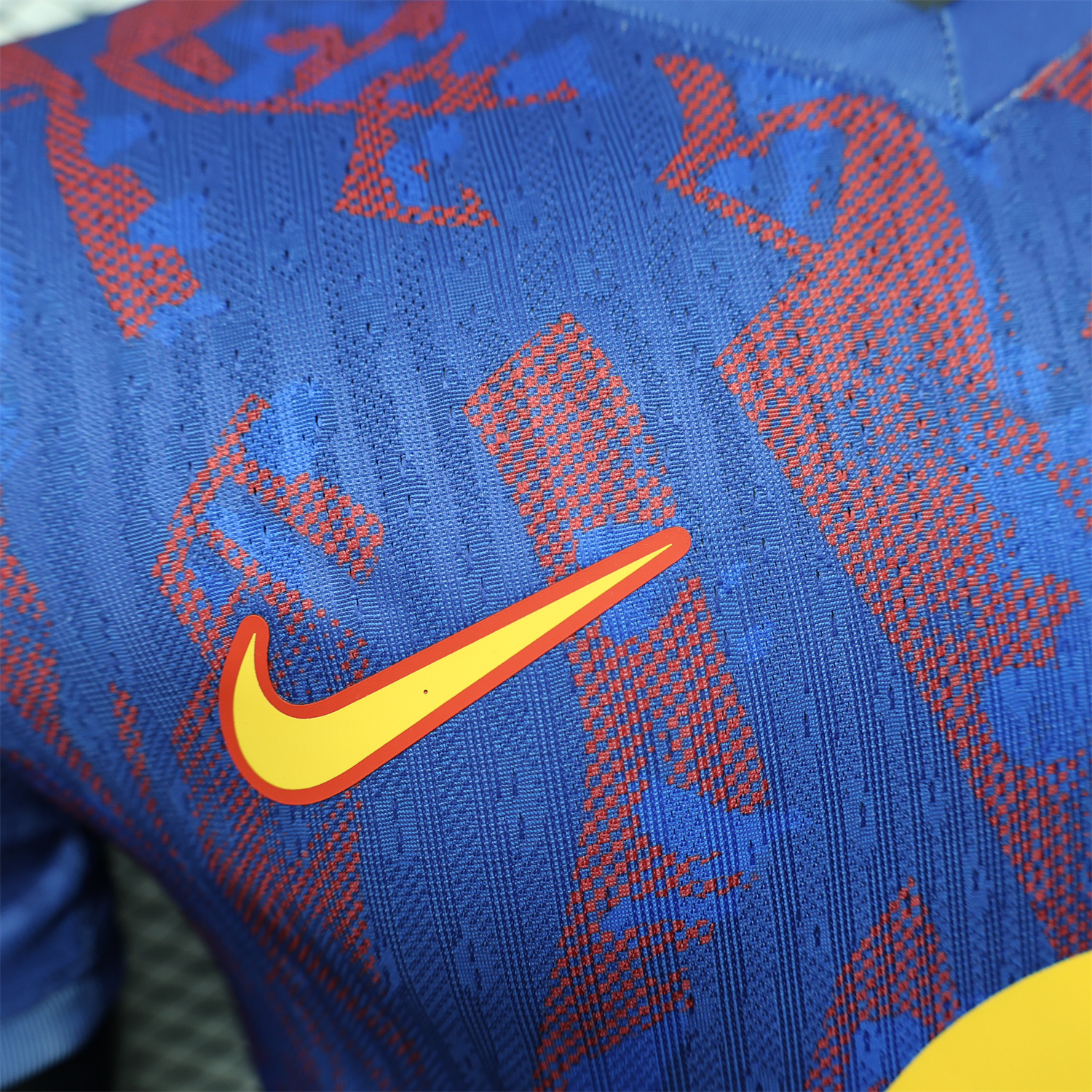 AlphaJersey-Barcelona 25-26 Blue Gradient and Red Shaped Pattern Pattern Jersey - Player Version